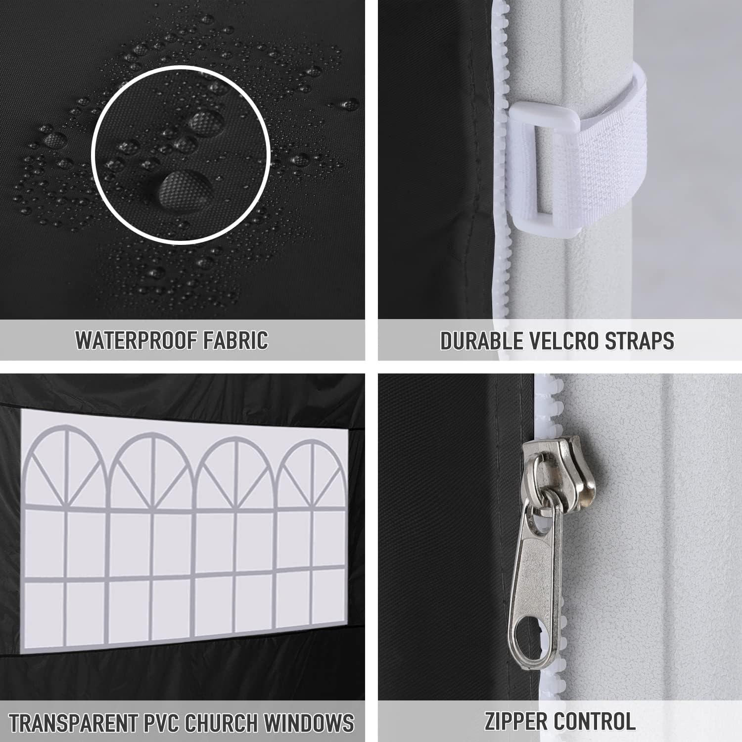 HLong Canopy Tent Sidewall for 10x10 Pop Up Canopy, 1 Piece, Black