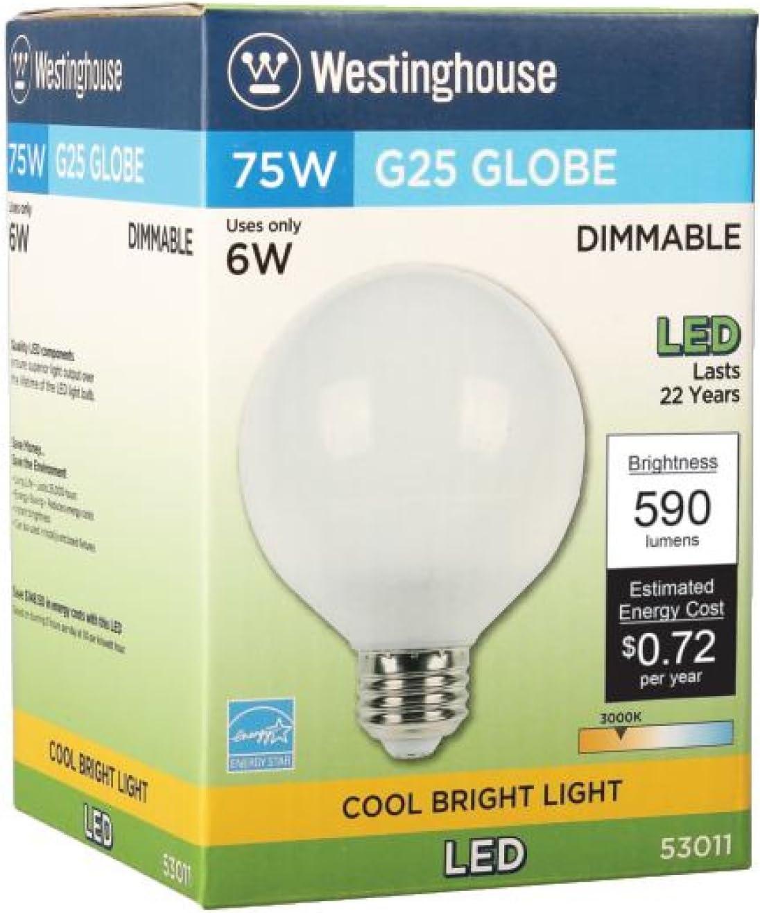 White Frosted Dimmable LED Globe Light Bulb