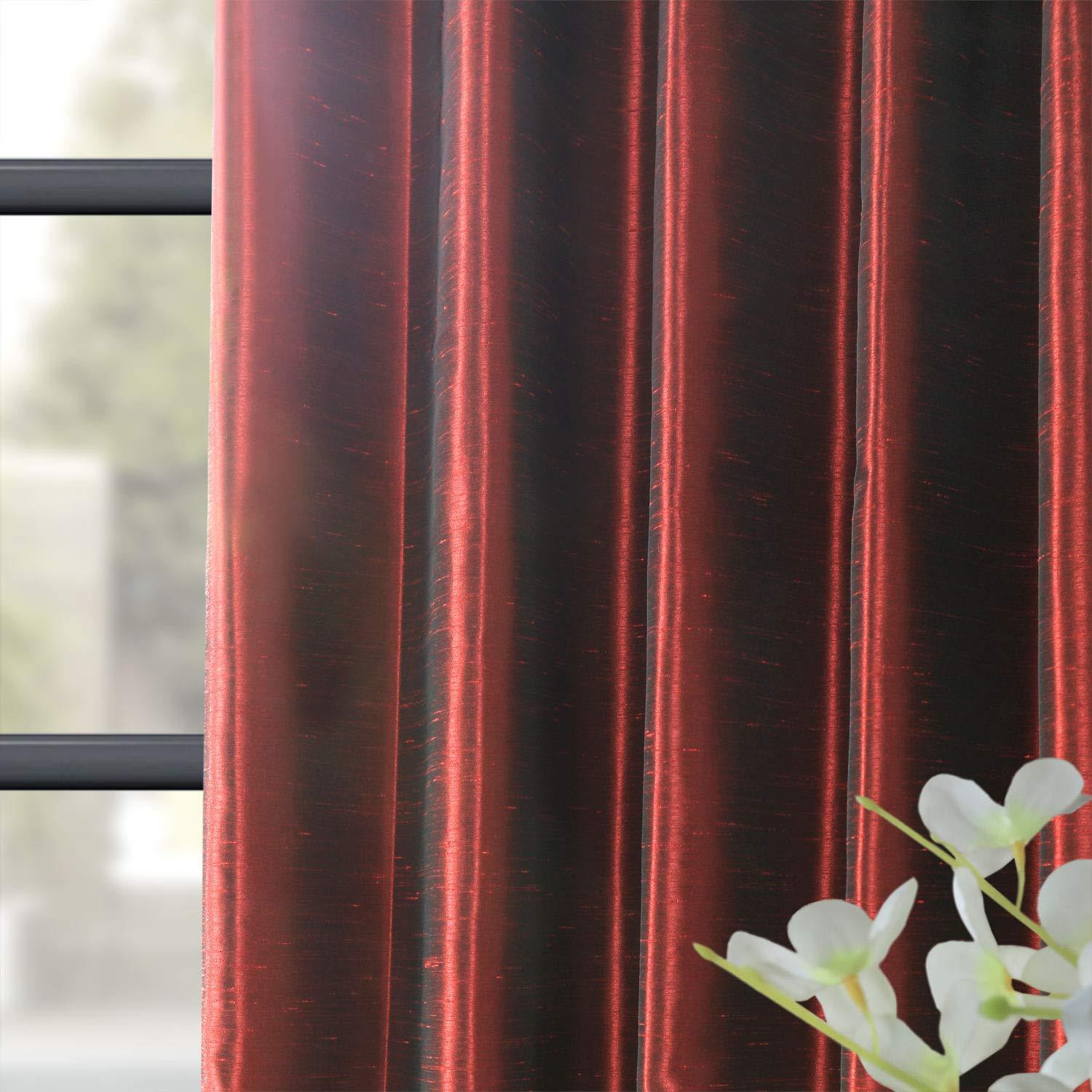 HPD Half Price Drapes Faux Silk Blackout Curtains for Room Decor Vintage Textured (1 Panel), PDCH-KBS5BO-84, Ruby 50 in x 84 in