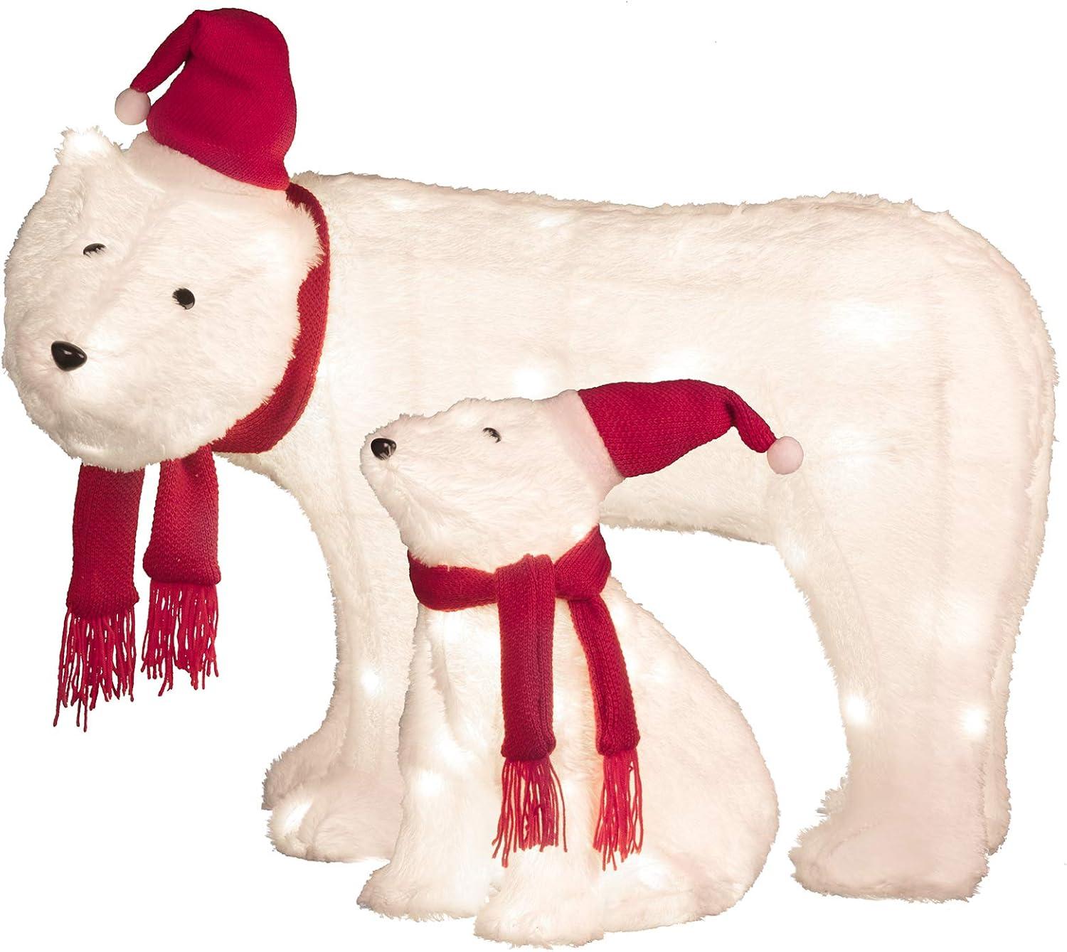 2 Piece Polar Bear Lighted Display Set