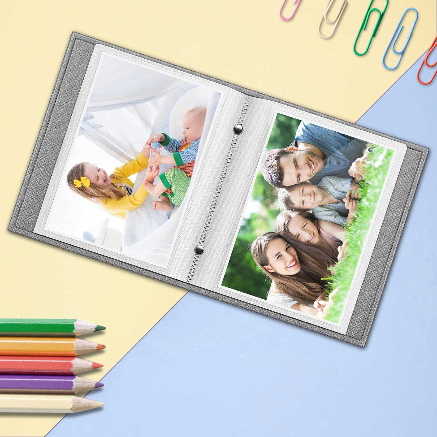 Fintie Photo Album 4x6 Photos, 52 Photos Small Mini Capacity Premium Vegan Leather Cover Photo Album, Portable Wallet Photo Album for Family Wedding Boys Girls, Raining Hearts