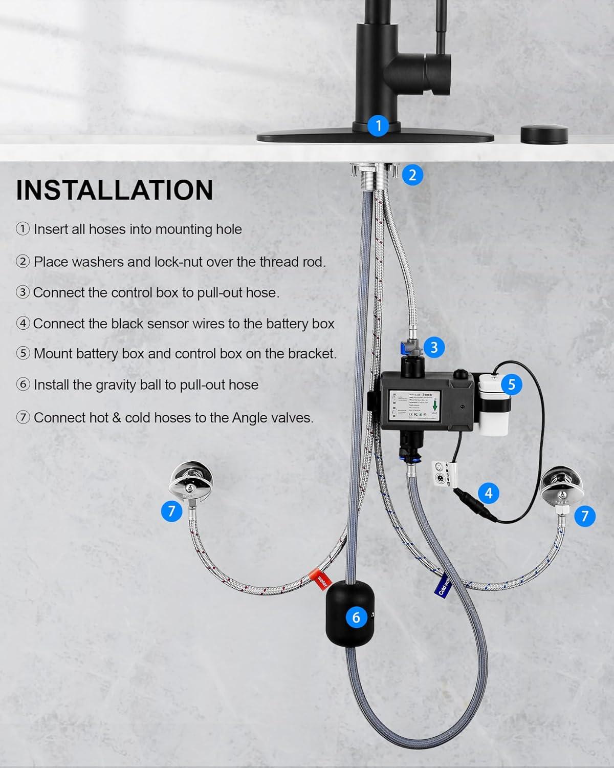 Automatic Smart Mobile Motion Sensor Kitchen Sink Faucet with 3 Modes Pull-Down Sprayer