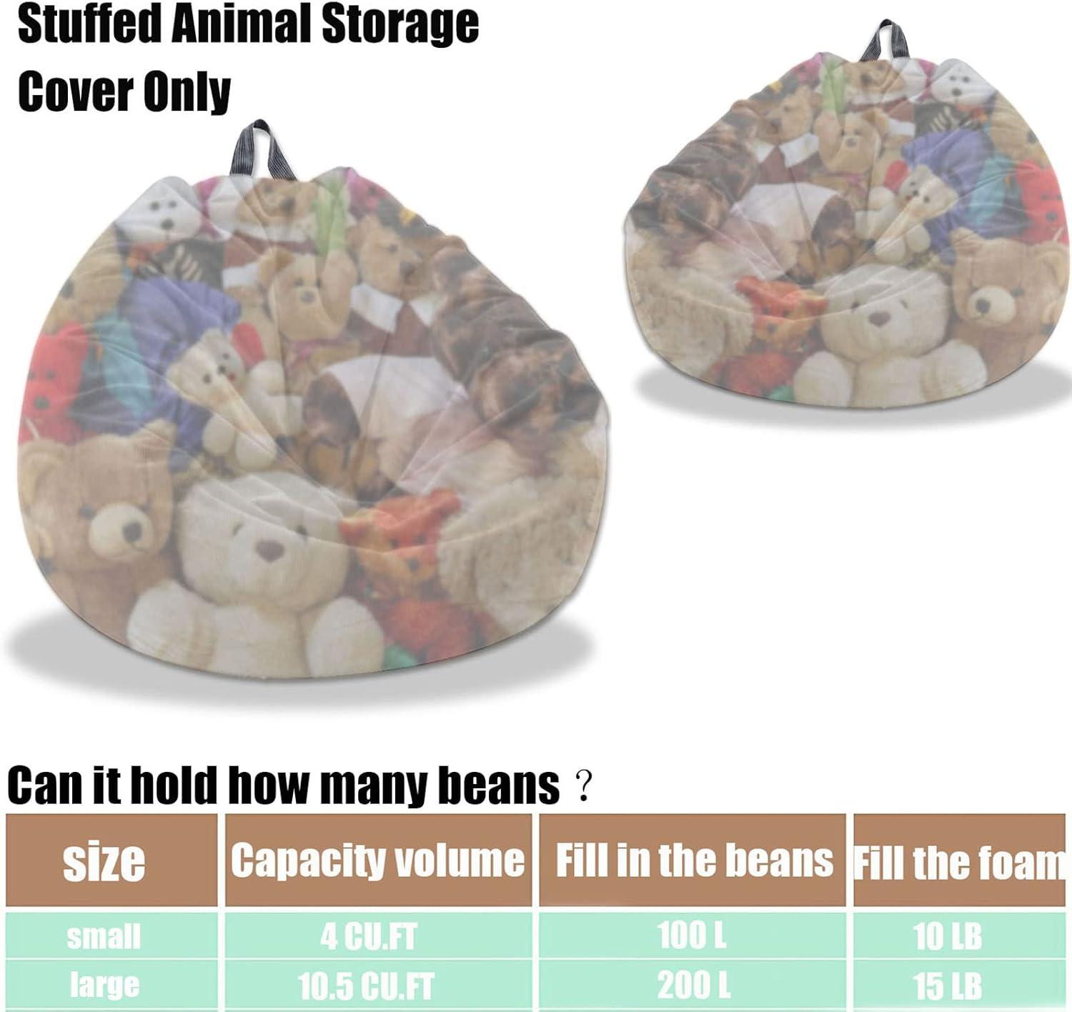 Stuffed Animal Storage Bean Bag Cover Pets Dogs/Cats Lazy Beds. Washable Ultra Soft Corduroy Stuffed for Organizing Plush Toys or Textile, Sack Bean Bag