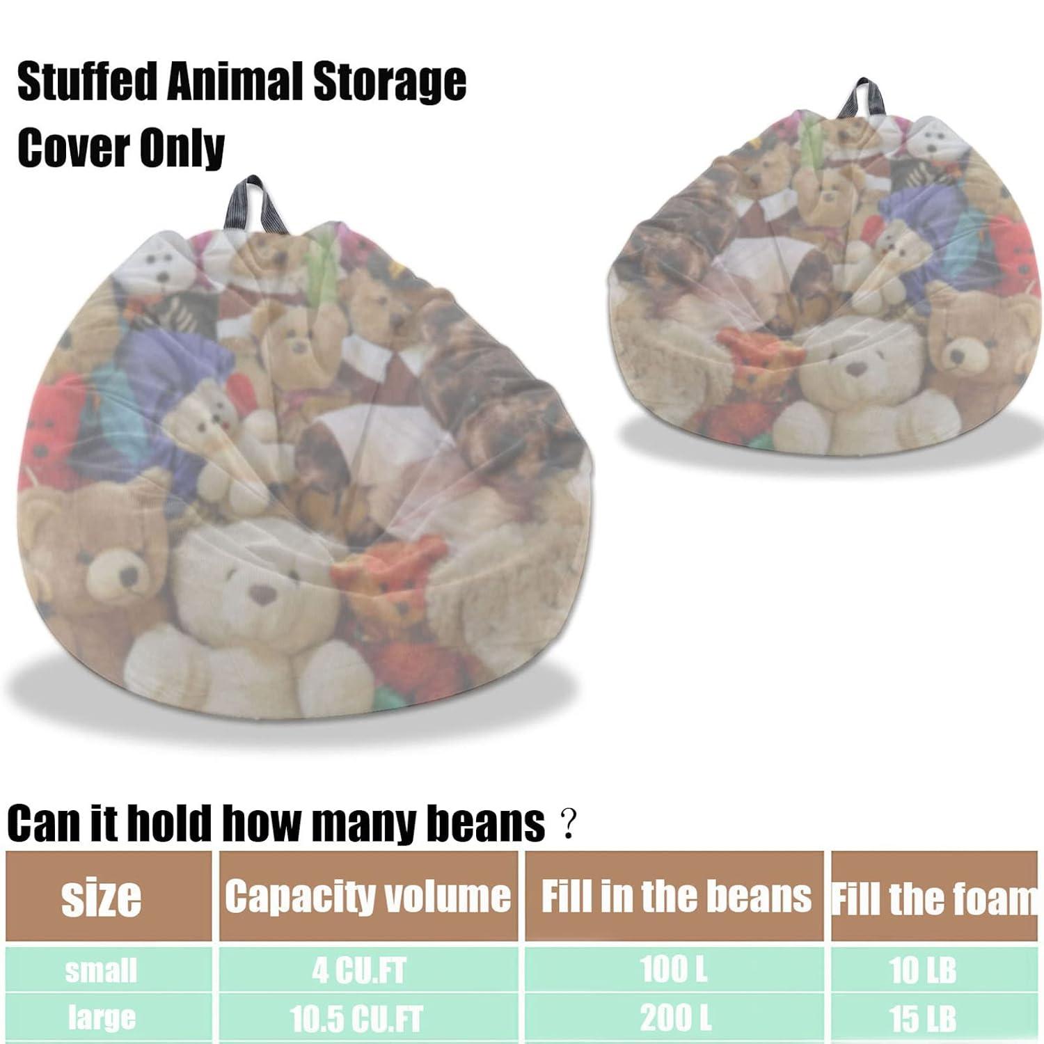 Stuffed Animal Storage Bean Bag Cover Pets Dogs/Cats Lazy Beds. Washable Ultra Soft Corduroy Stuffed for Organizing Plush Toys or Textile, Sack Bean Bag