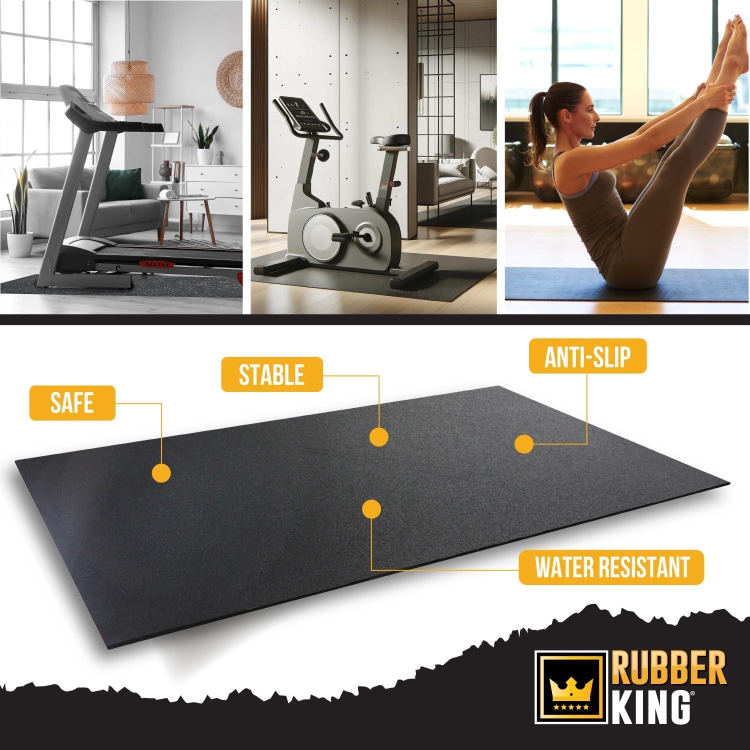 Black 48" x 36" Recycled Rubber Exercise Mat