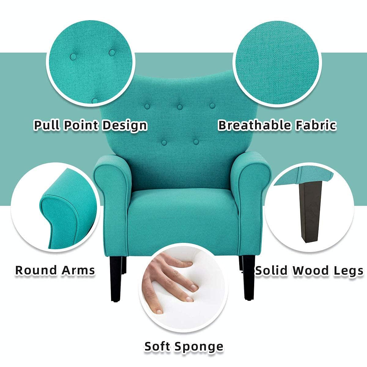 BELLEZE Accent Chair Armchair for Living Room - Allston (Mallard Teal)