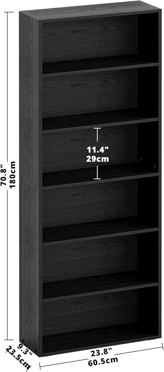 IRONCK Bookcases Floor Standing 6 Tier Shelves 70in Tall for Home Office Industrial Black