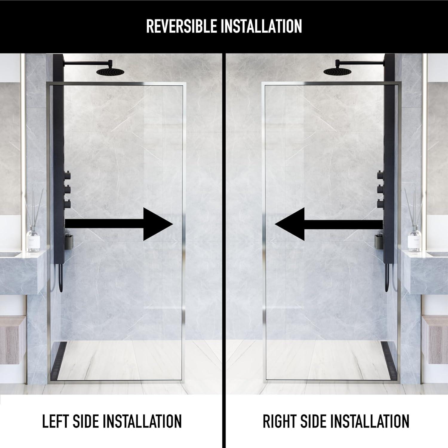 Meridian 34" W x 74" H Fixed Framed Shower Screen with 3/8" Glass