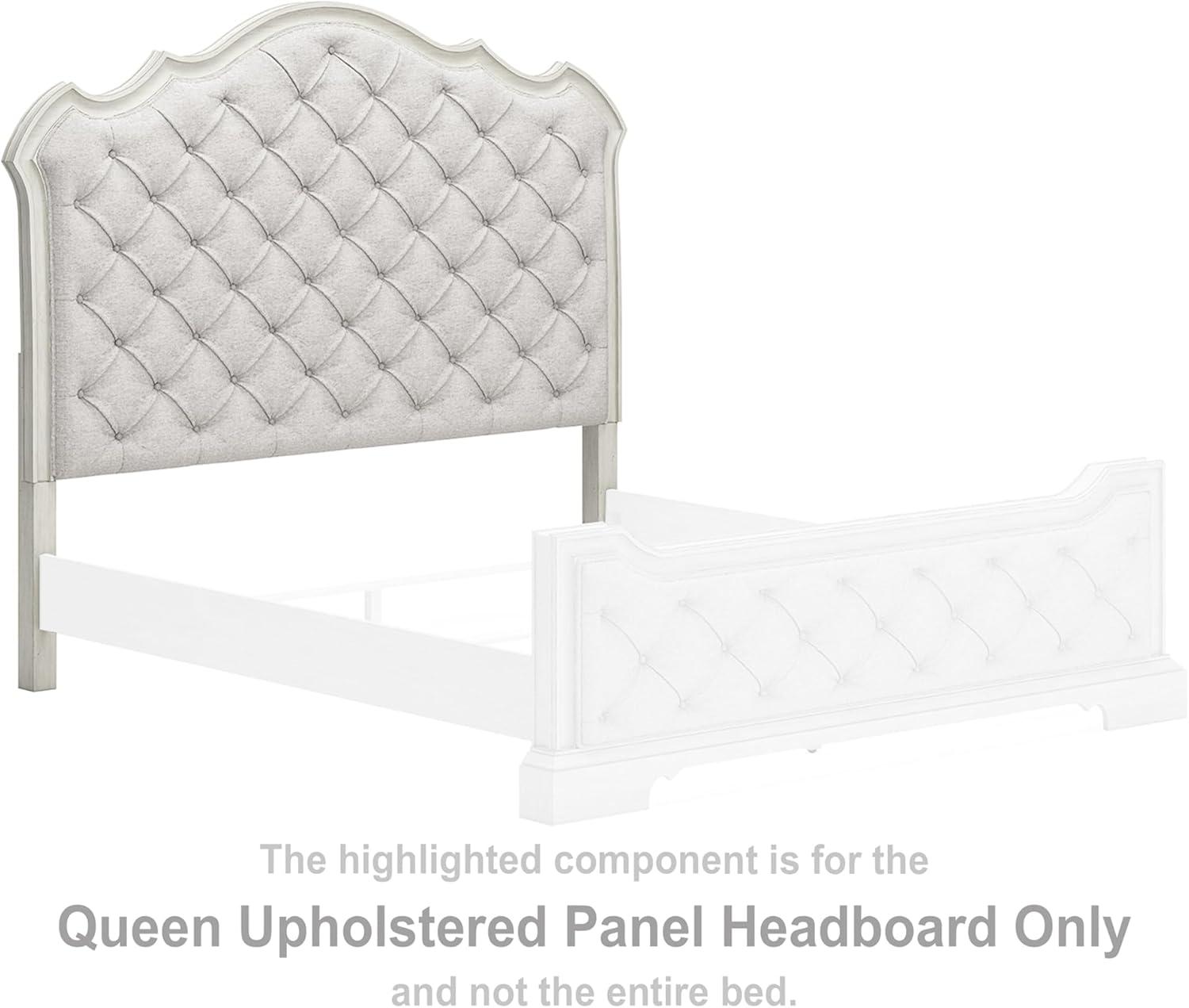 Queen White Tufted Upholstered Wood Headboard