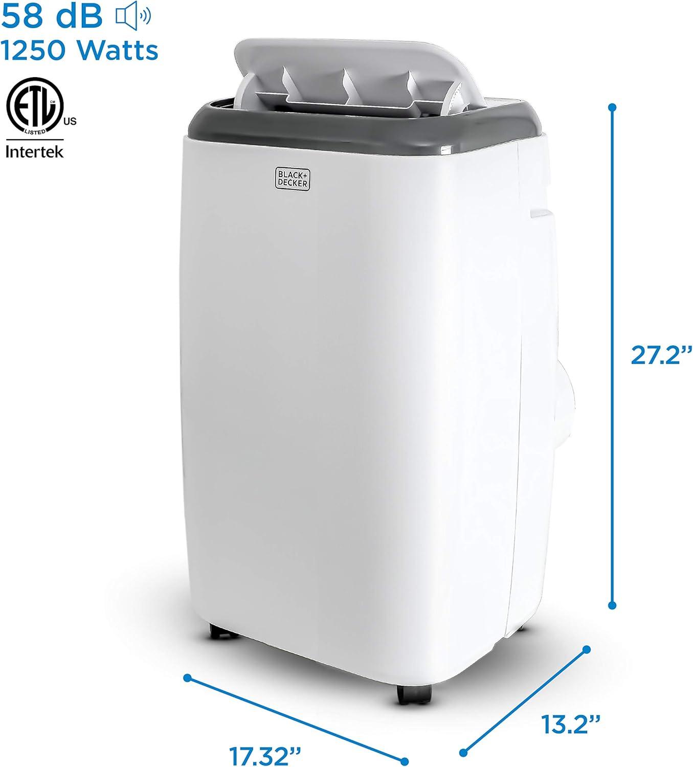 BLACK+DECKER 10,000 BTU SACC/CEC Portable Air Conditioner, 700 Sq. Ft. 14,000 BTU ASHRAE 128, White