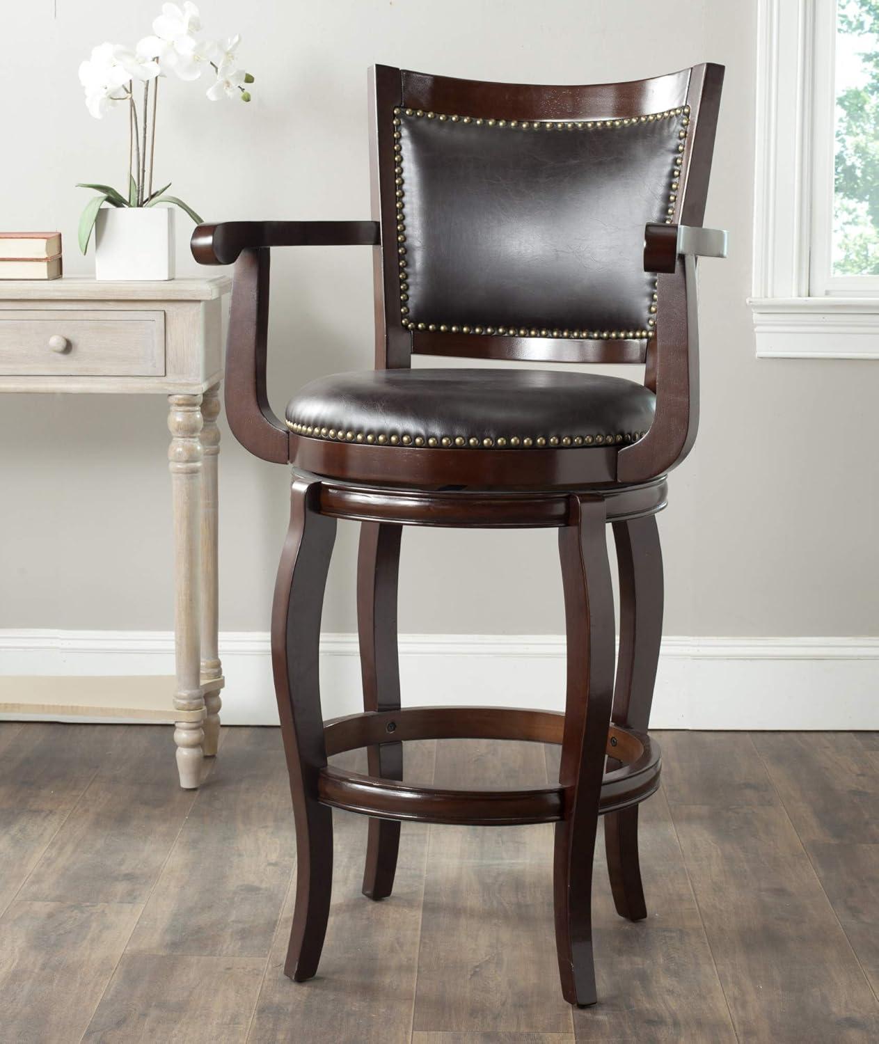 Gitano Swivel Bar Stool - FOX7009 - Walnut/Brown - Safavieh Couture