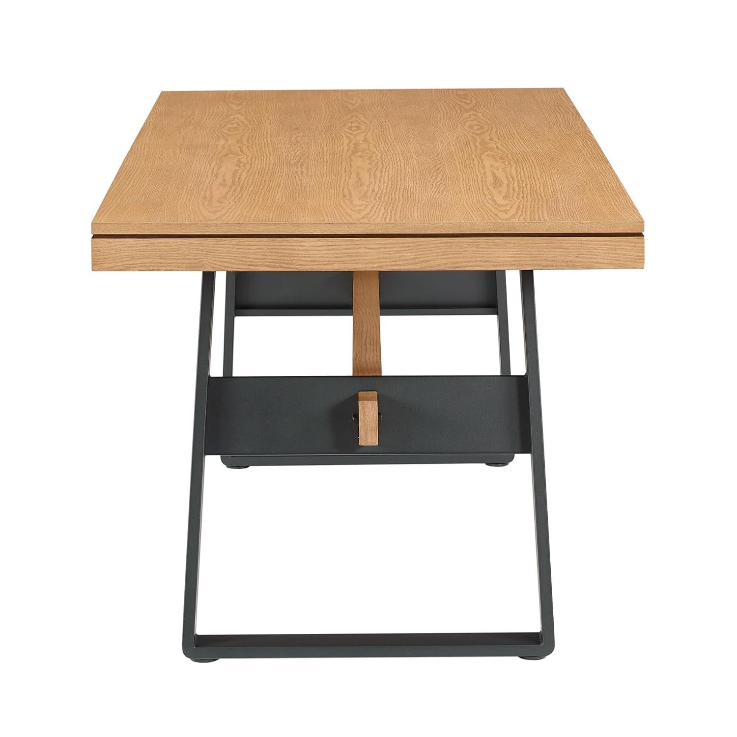 17 Stories Ash Metal Base Dining Table