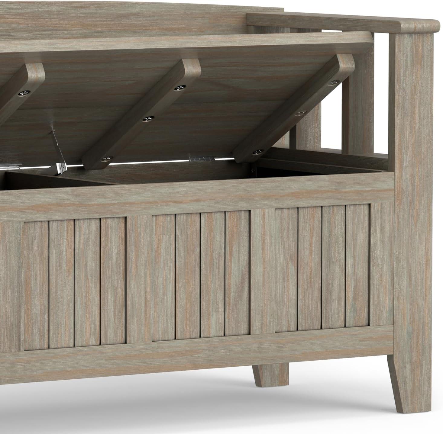 Acadian SOLID WOOD 48 inch Wide Transitional Entryway Storage Bench in Distressed Grey