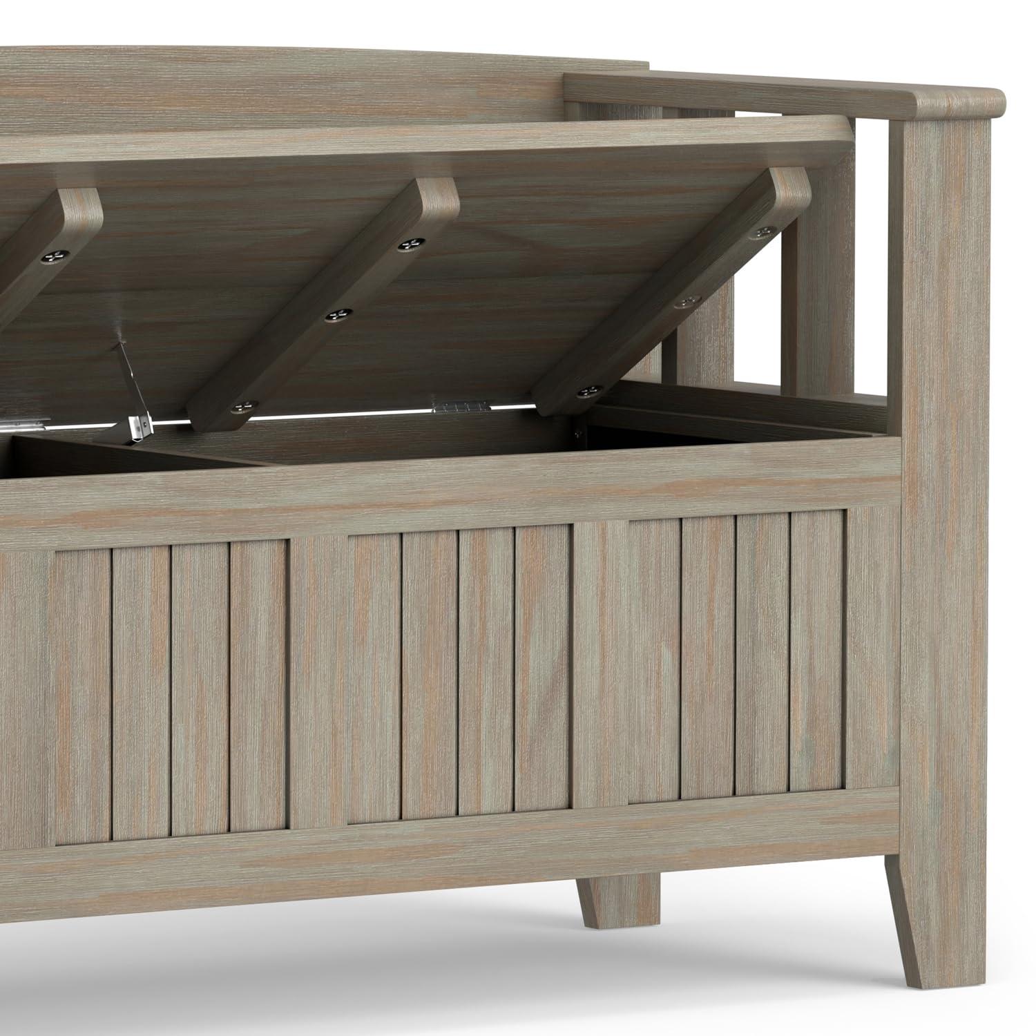 Simpli Home Acadian Solid Wood Entryway Storage Bench with Lift-Top Lid and Dual Compartments
