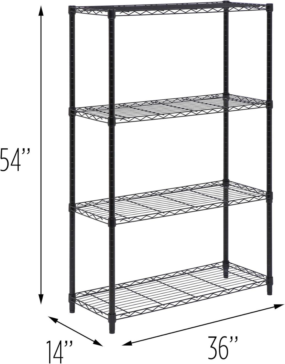 Honey-Can-Do 4-Shelf Steel Heavy-Duty Adjustable Storage Shelves, Black, Holds up to 250 lb per Shelf