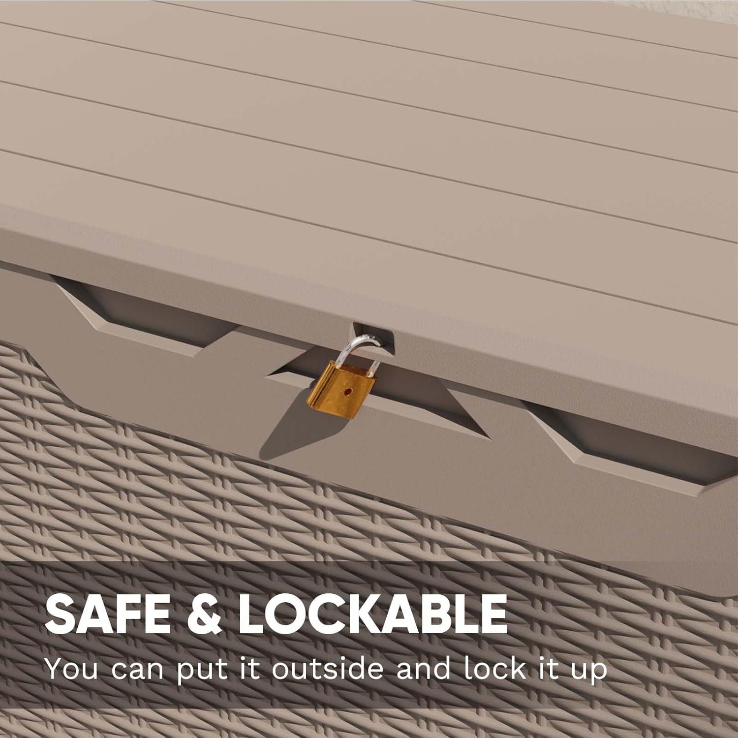 Patiowell 100 Gallons Water Resistant Resin Lockable Deck Box