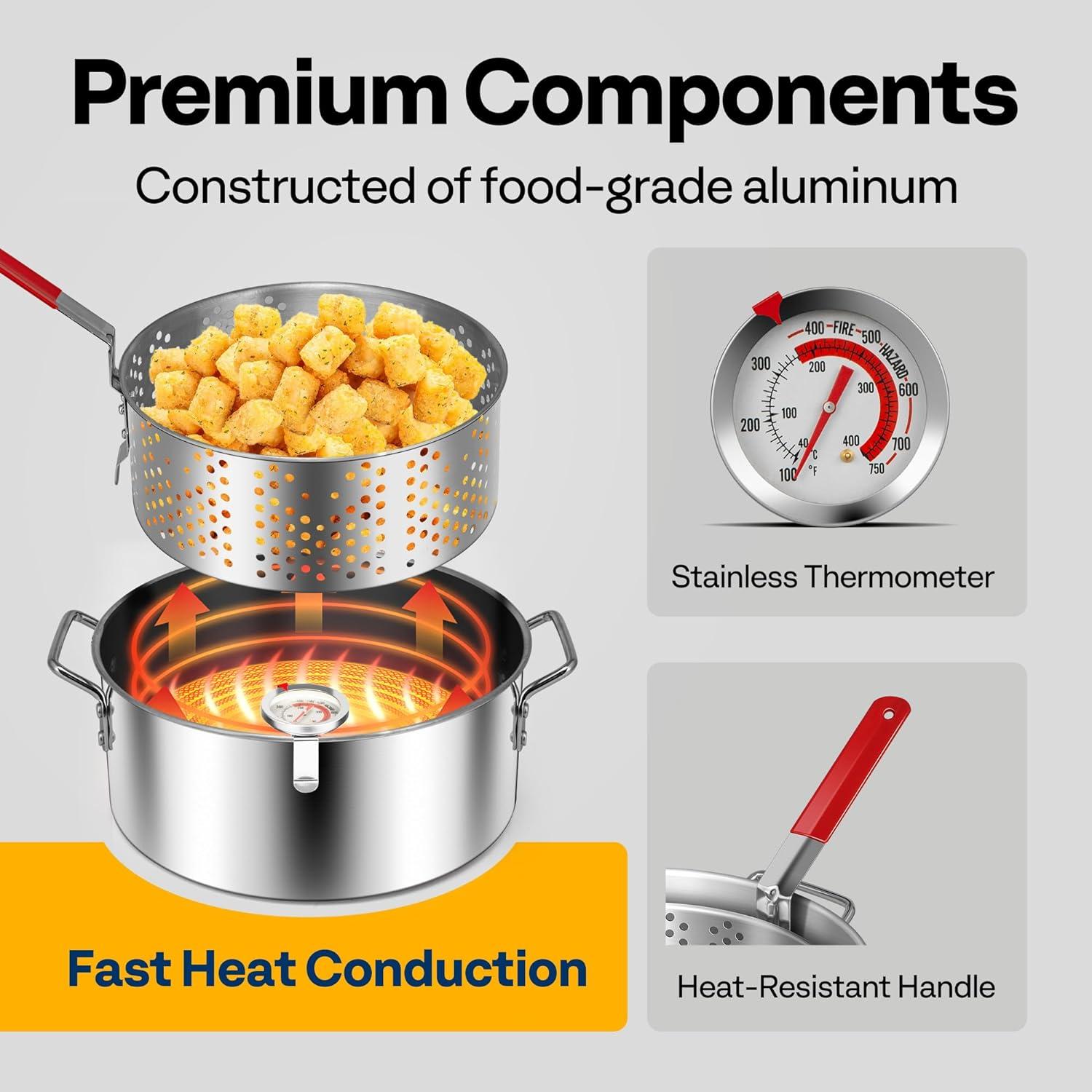 VIVOHOME 10-Quart Aluminum Fish Fryer with Propane Burner