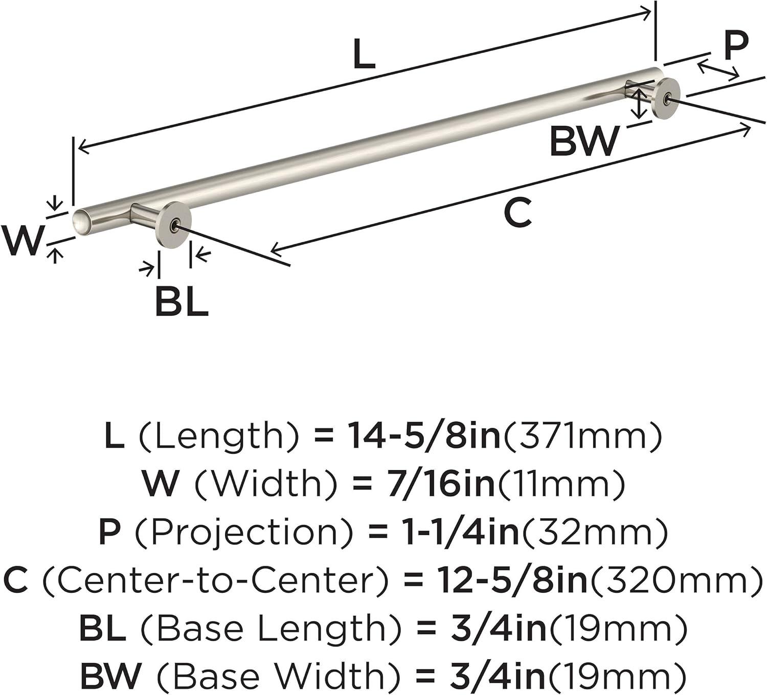 Amerock Radius 12-5/8 inch (320mm) Center-to-Center Satin Nickel Cabinet Pull