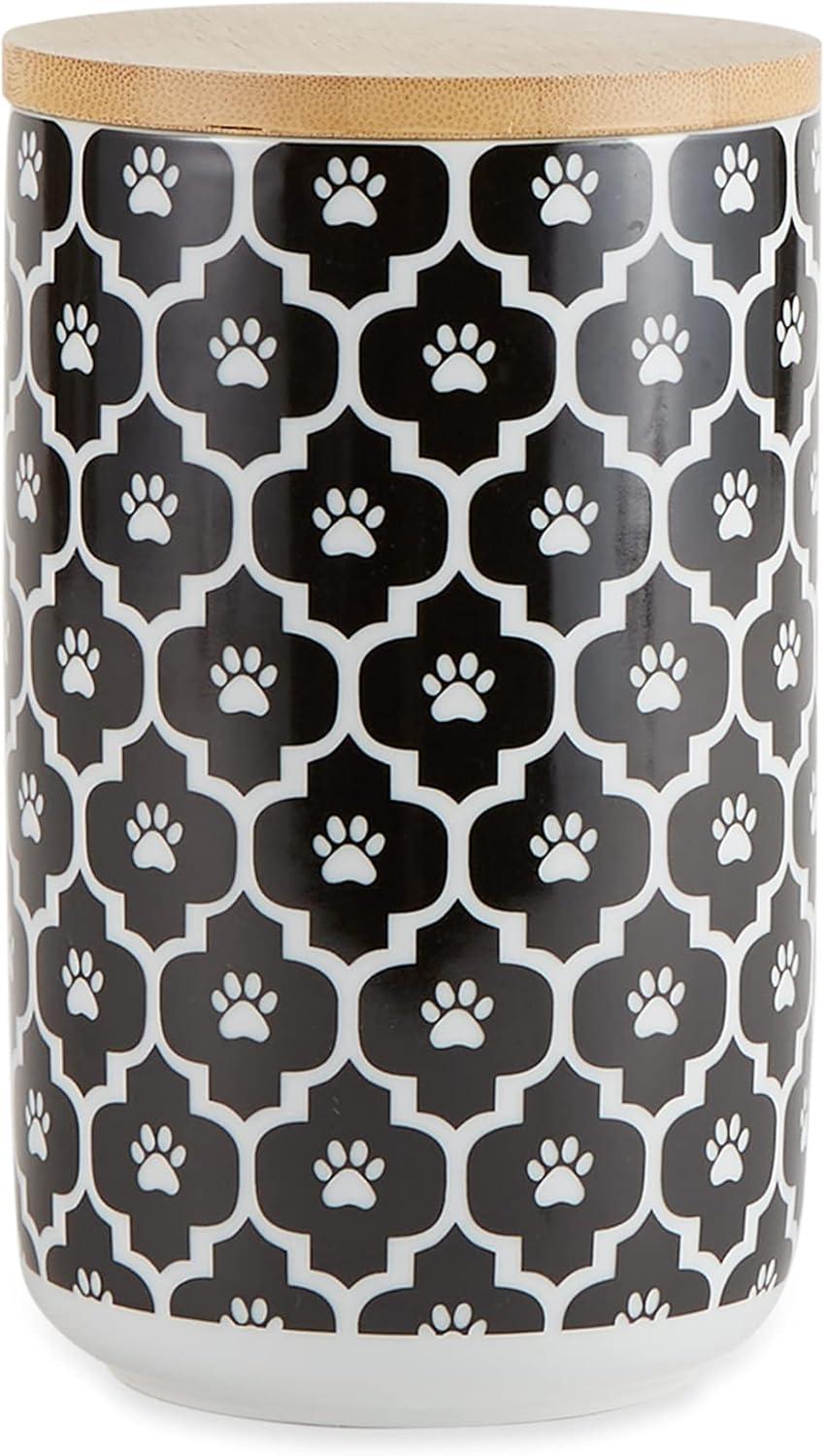 Bone Dry Lattice Pet Treat Jar Canister, Dishwasher Safe,4x6.5", Black