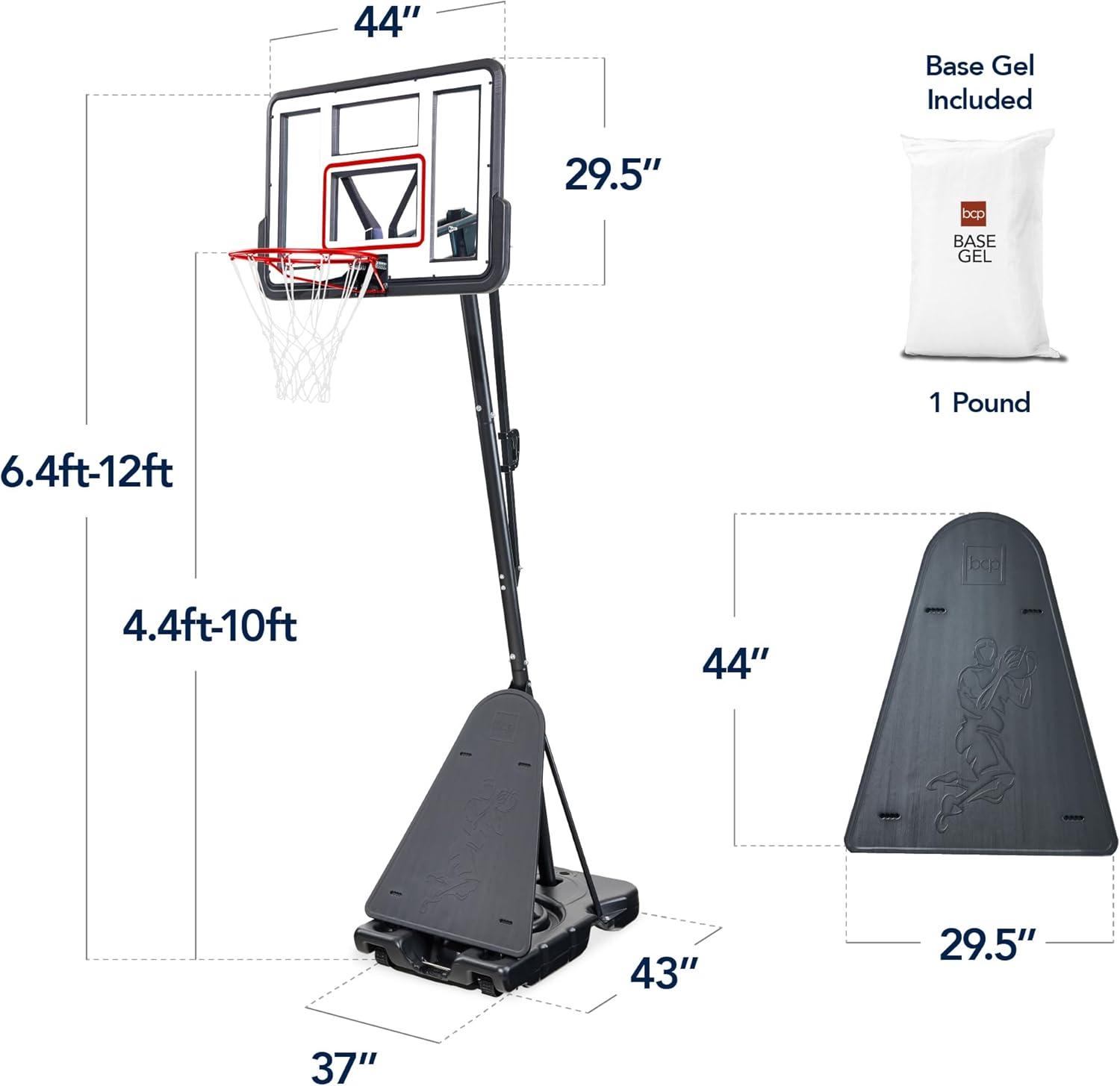 Best Choice Products Adjustable 4.4-10ft Basketball Hoop, Portable Goal w/Shatterproof Backboard, Ball Return - White