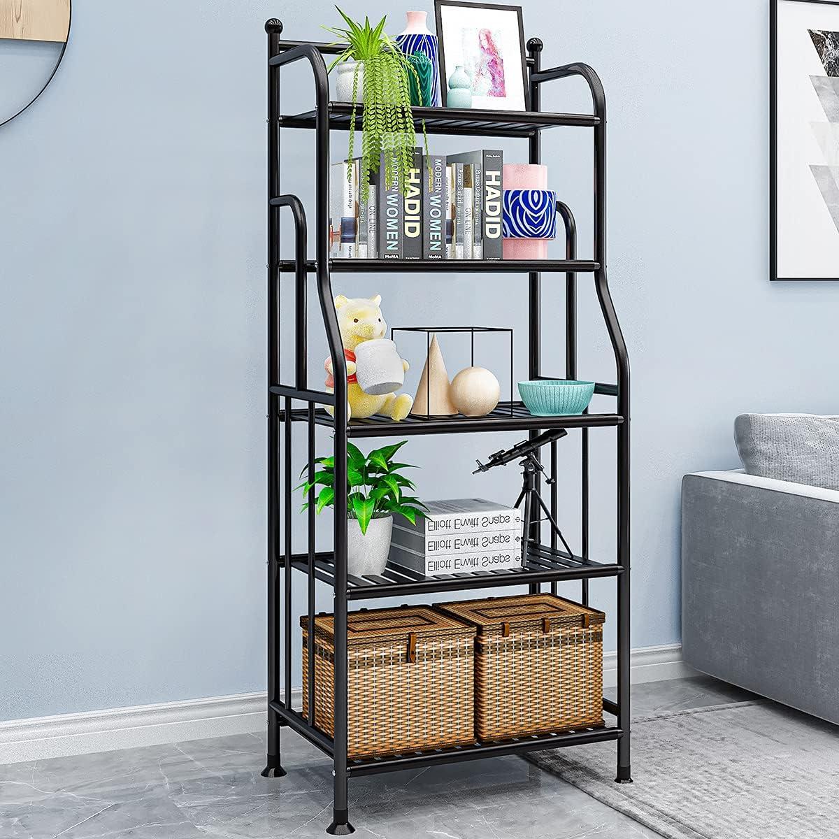 Black 5-Tier Iron Plant Stand and Storage Shelf