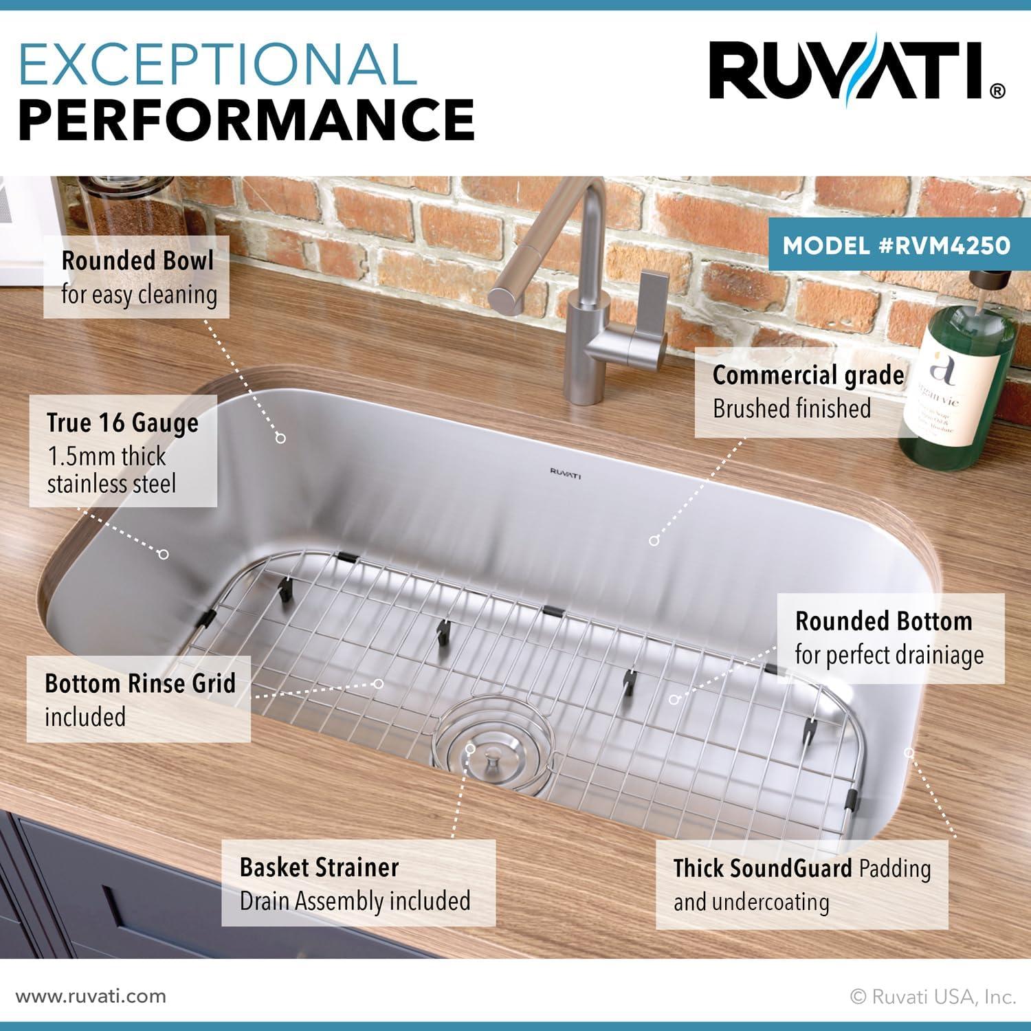 30 in. Undermount 16 Gauge Stainless Steel Kitchen Sink Single Bowl