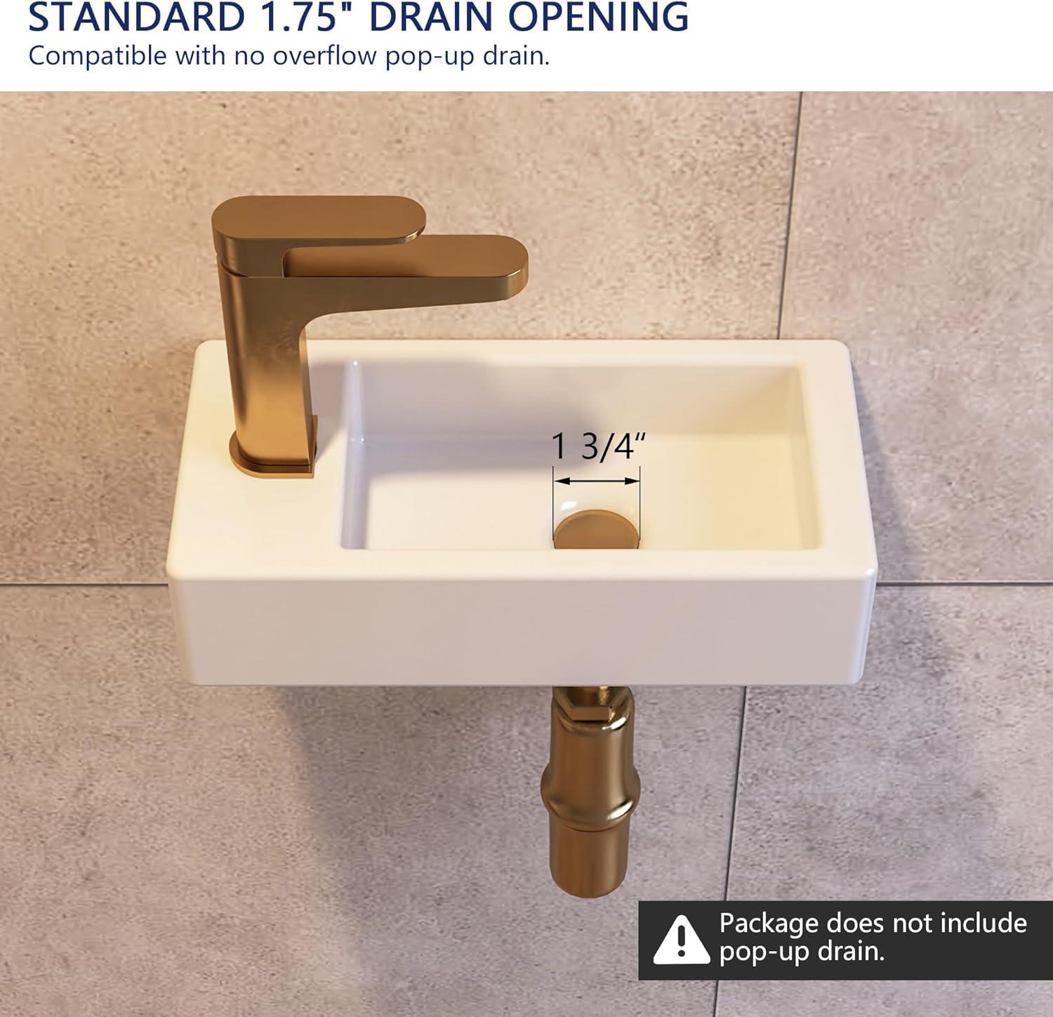 Liberty 14.57'' x 7'' Vitreous China Rectangular Wall Mount Bathroom Sink with Left Faucet Hole for Small Space