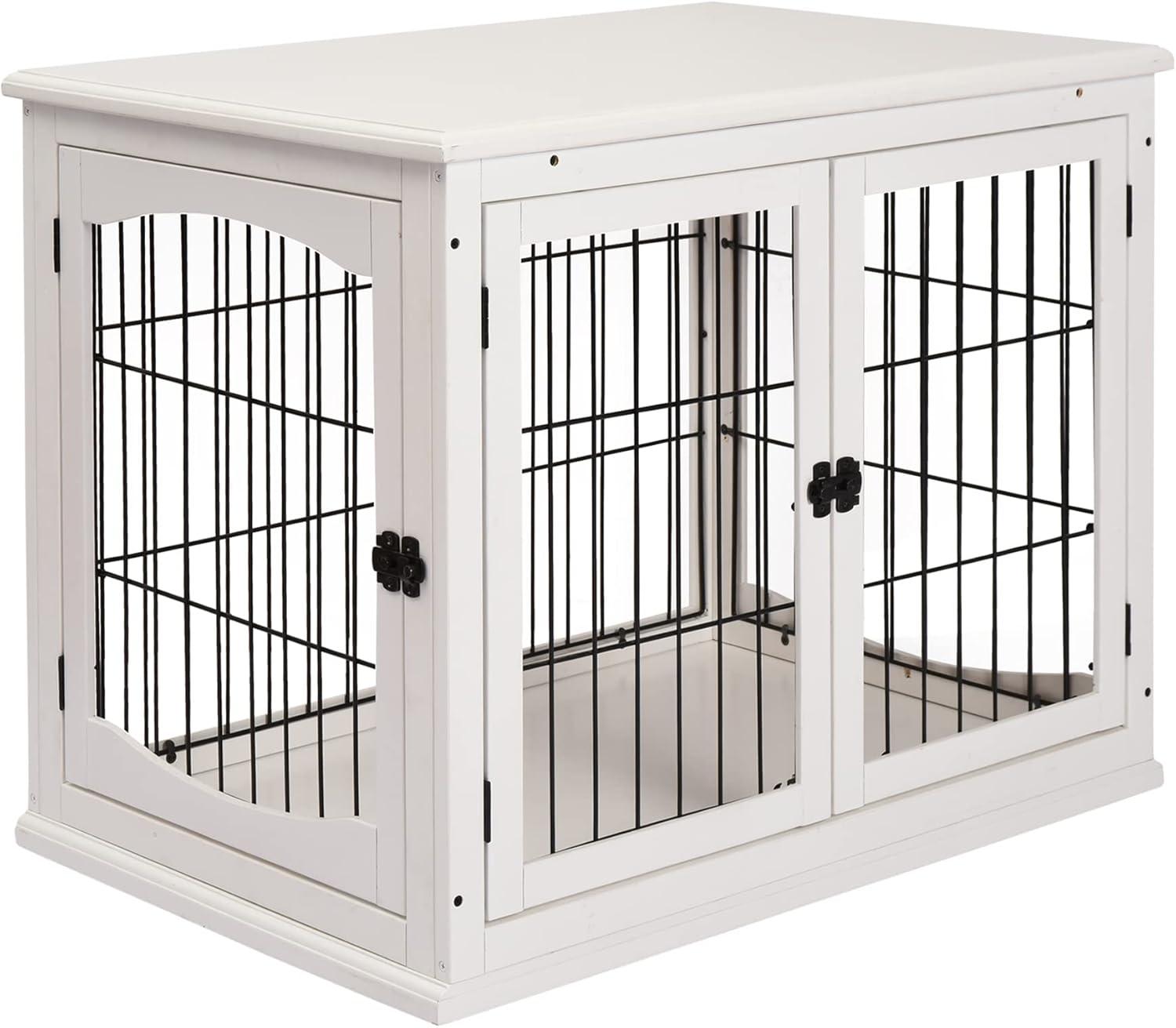 White Small MDF Dog Crate End Table