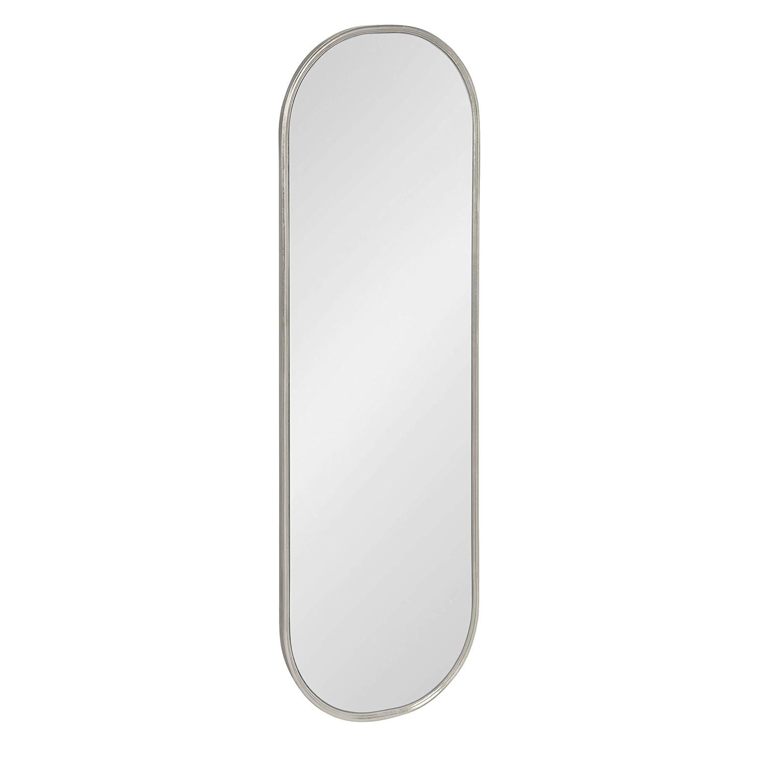Kate and Laurel Caskill Modern Capsule Panel Mirror, 16 x 48, Silver, Decorative Oval Full Length Accent Mirror for Wall