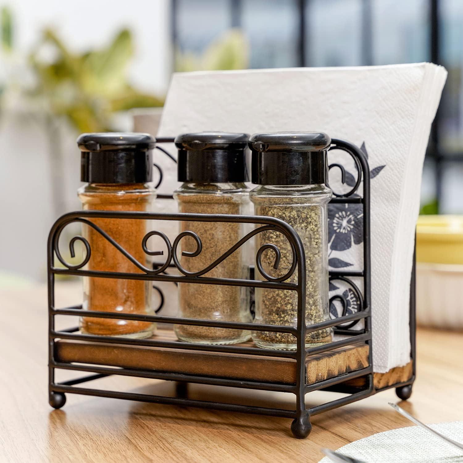 Free Standing Napkin Holder With Spice Storage