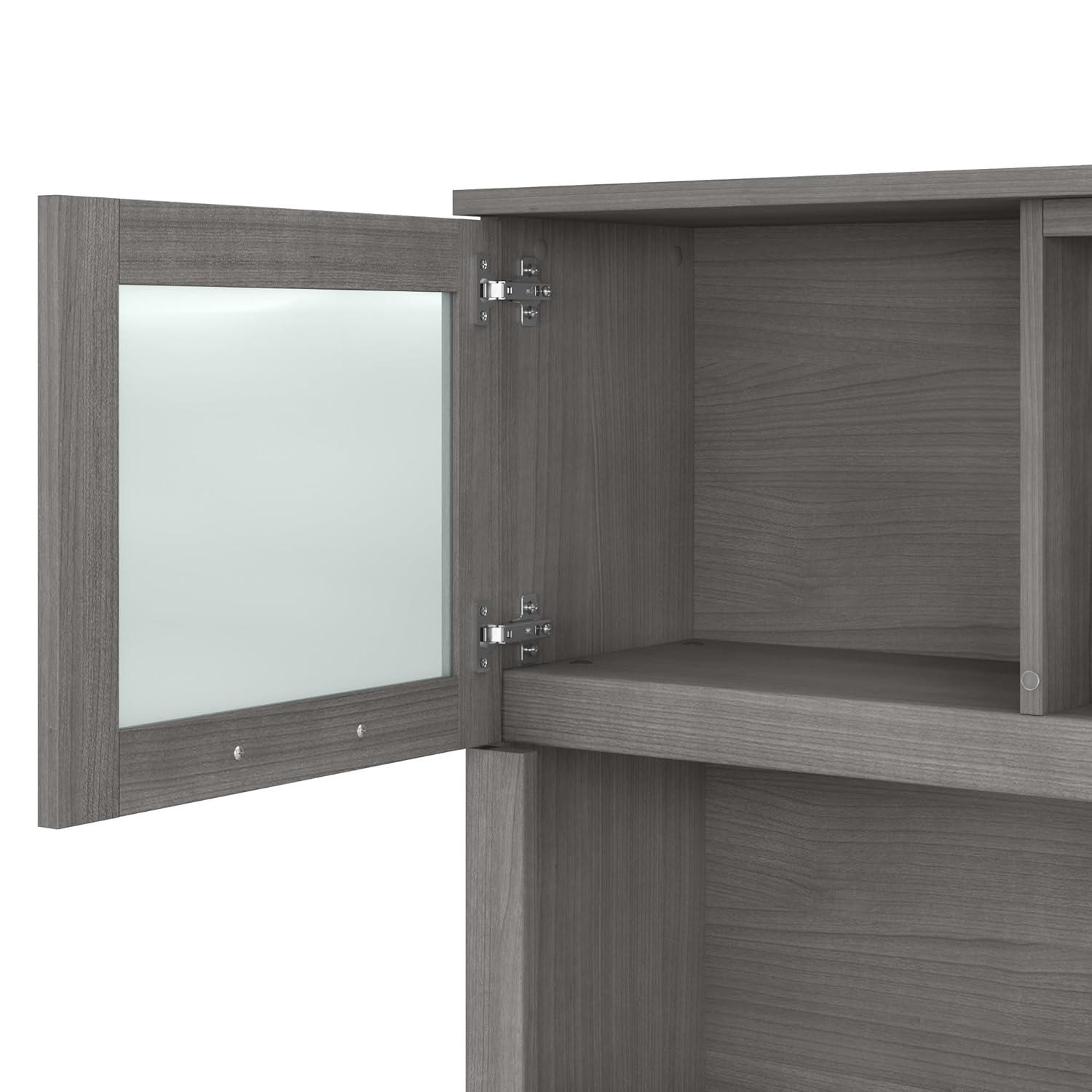 Bush Furniture Somerset 72in 2-Door Hutch with Cubbies in Platinum Gray Finish - fits on 72W L Desk or 72W Office Desk (sold Separately)