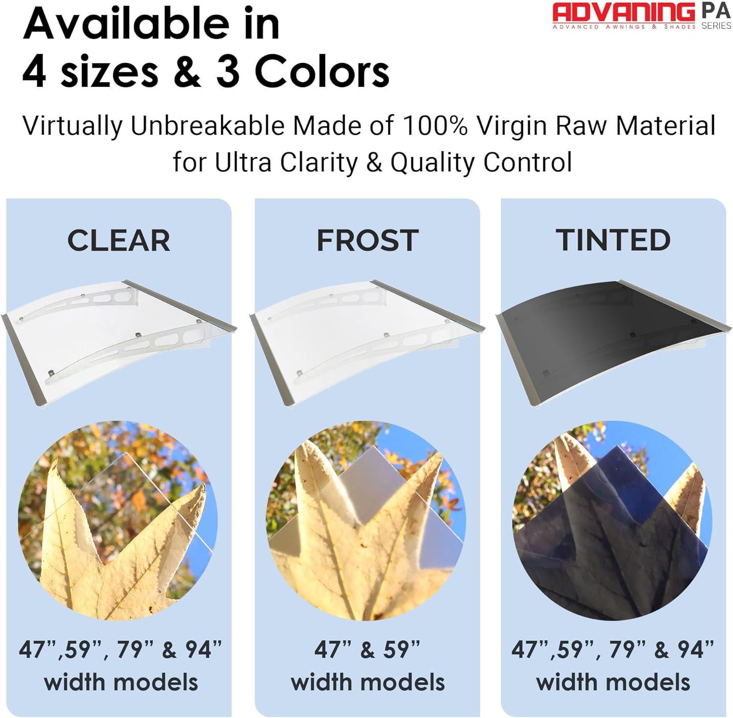 PA Series 2' 11 13/32" D Convex Door Awning