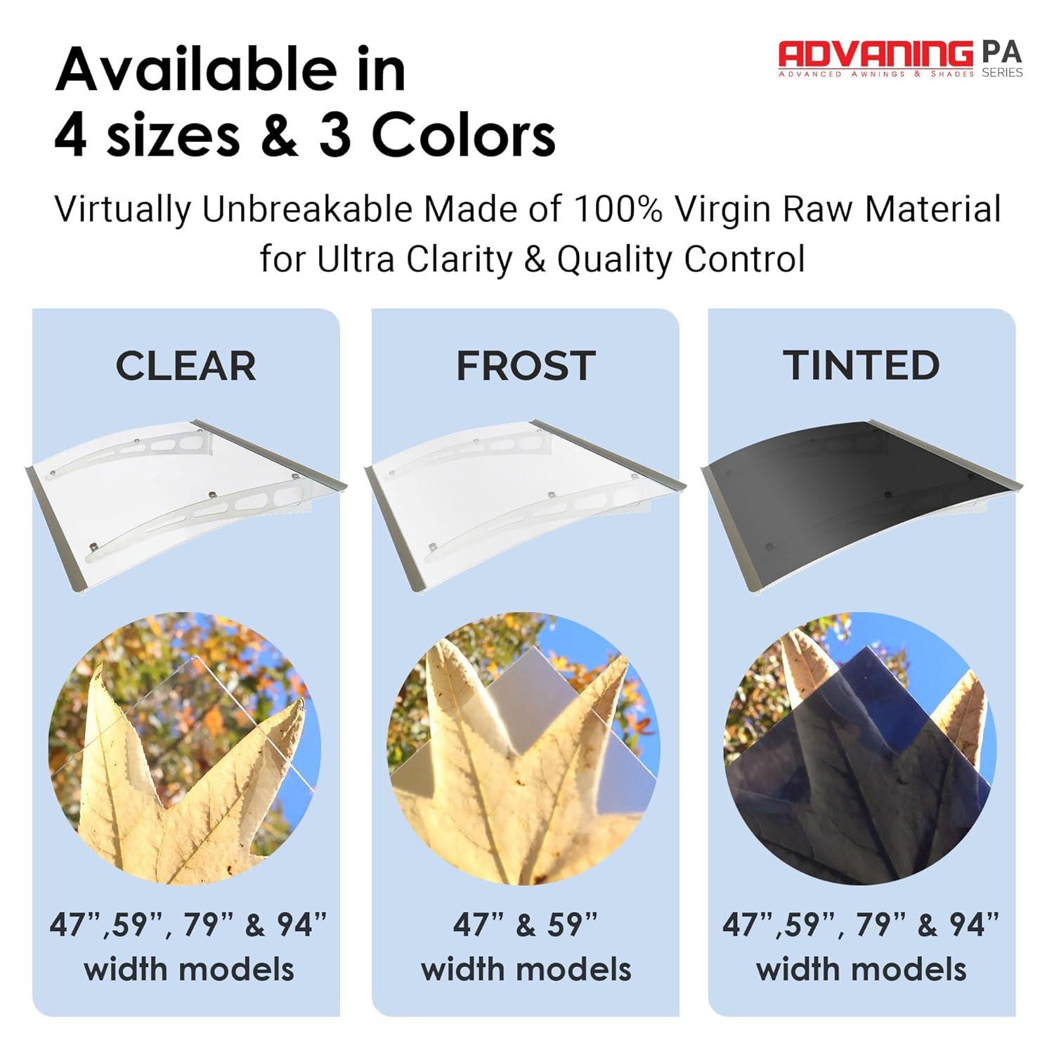 PA Series 2' 11 13/32" D Convex Door Awning