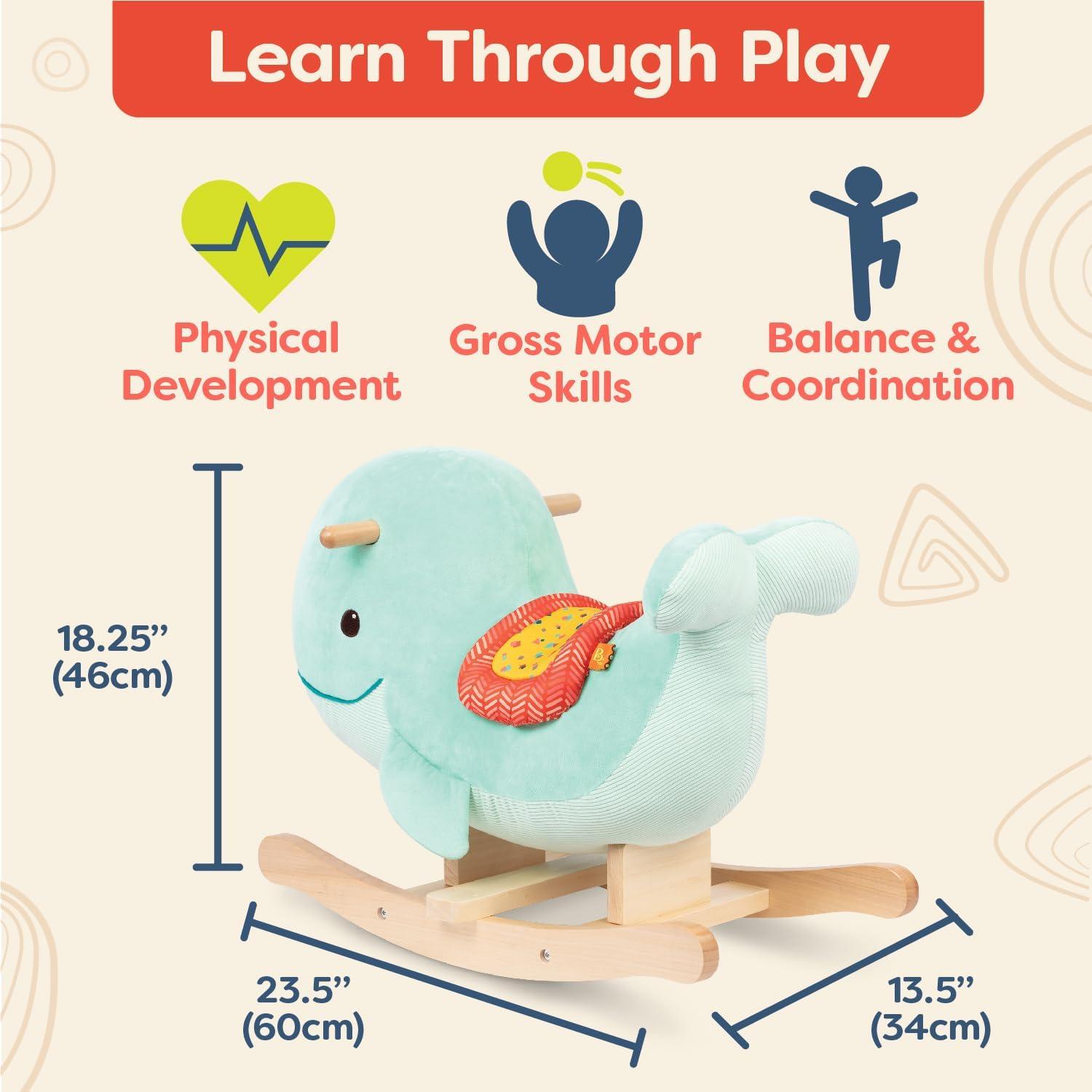 Echo Aqua Plush Whale Wooden Rocker for Toddlers