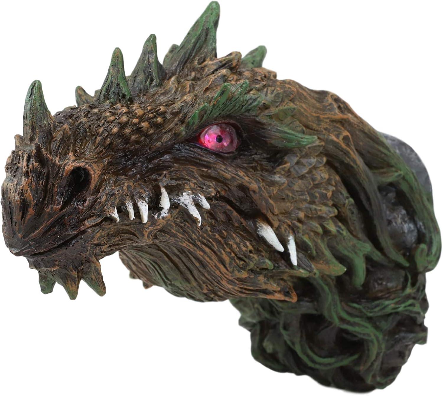 Green Dryad Dragon Head Wall Sculpture with LED Eyes