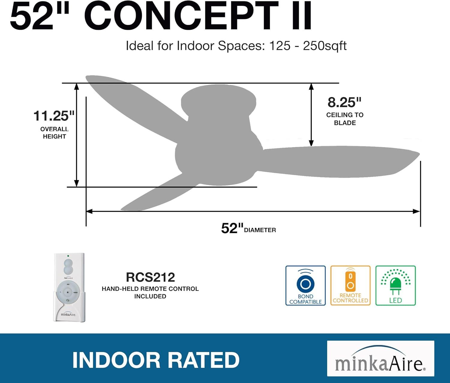 52" Concept II 3 - Blade LED Propeller Ceiling Fan with Remote Control and Light Kit Included