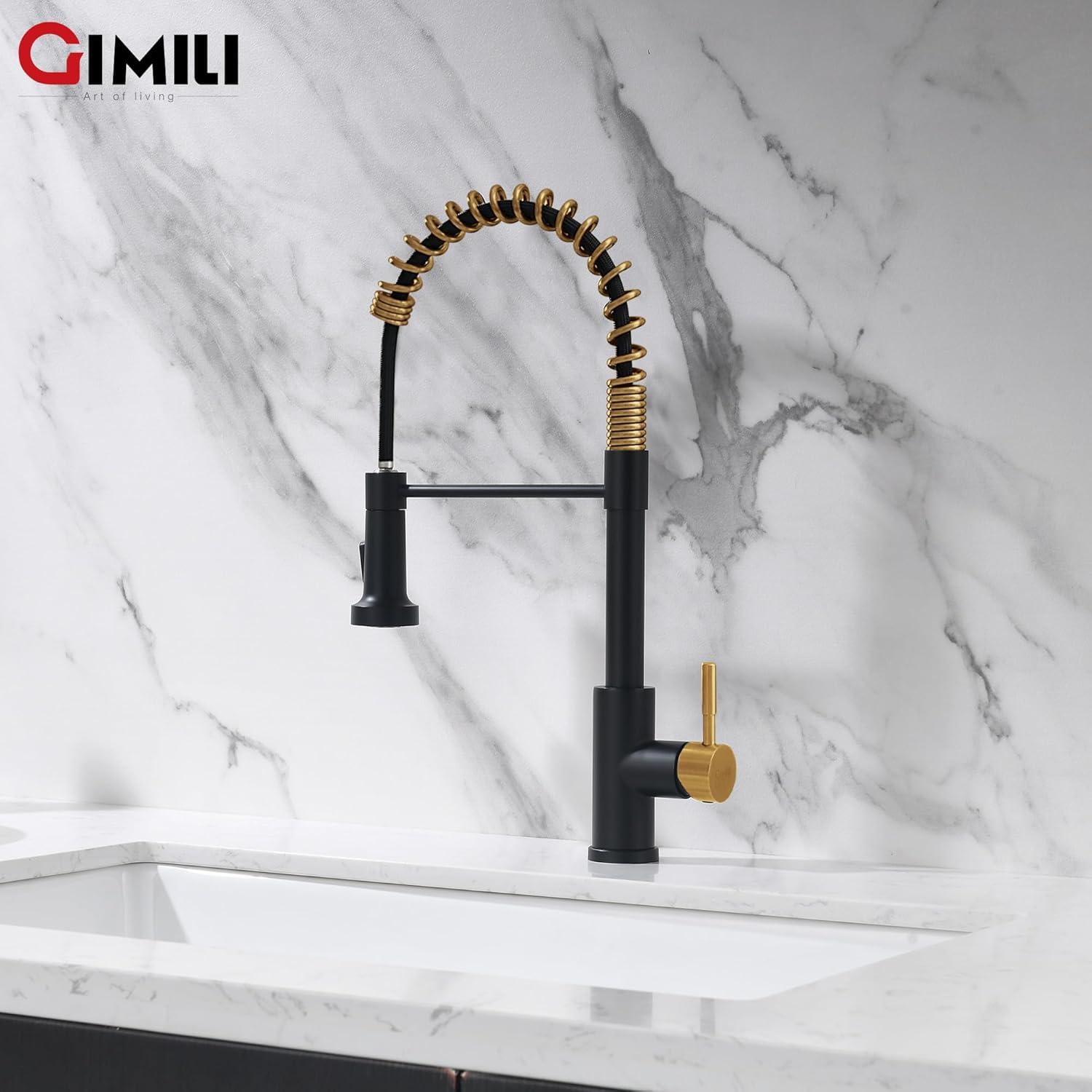 Kitchen Faucet with Pull Down Sprayer,Single Handle Lever Spring Kitchen Sink Faucet