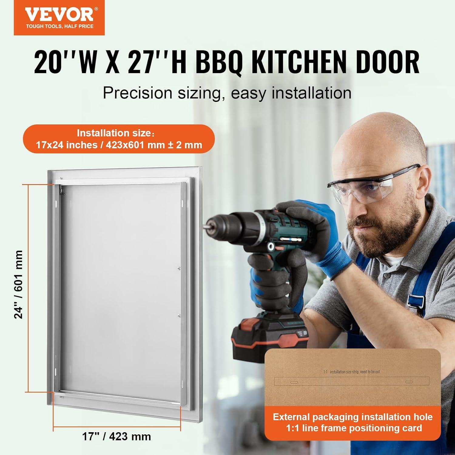 VEVOR 20'' W x 1'' D Stainless Steel Access Door