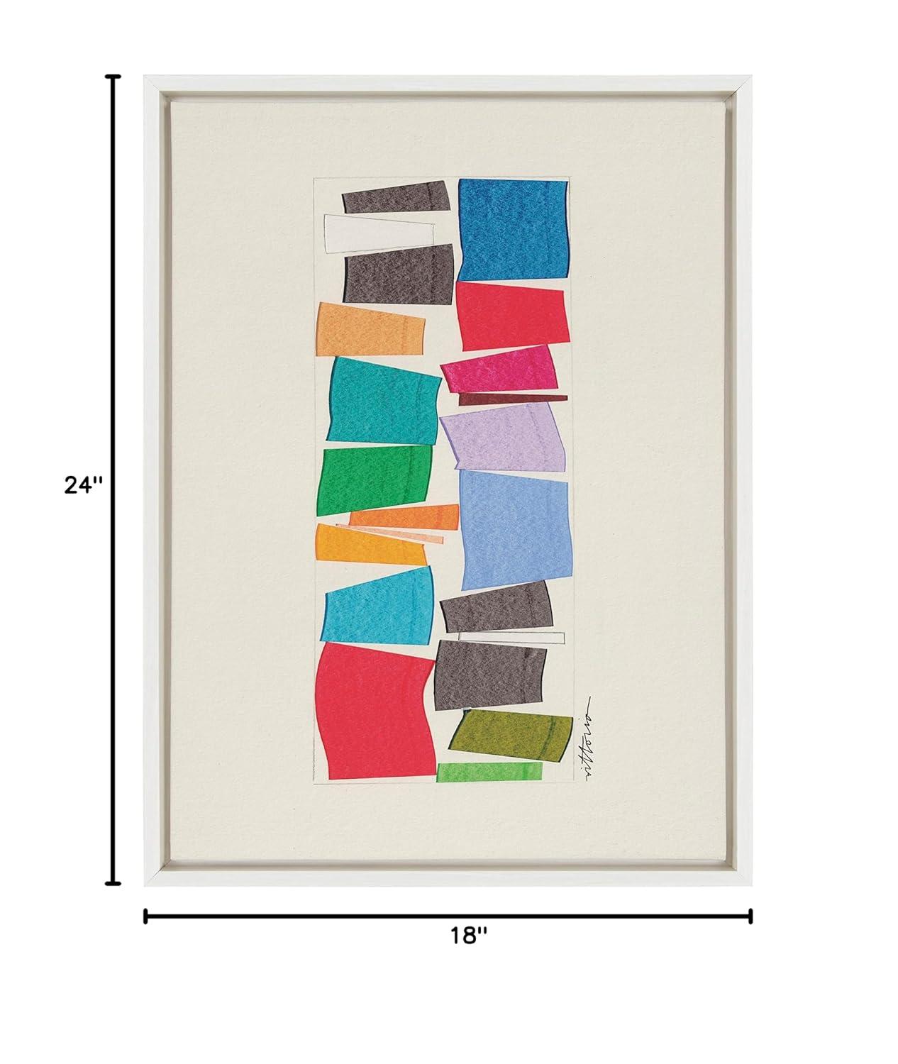 Colorful Geometric Abstract Canvas Wall Art with White Frame