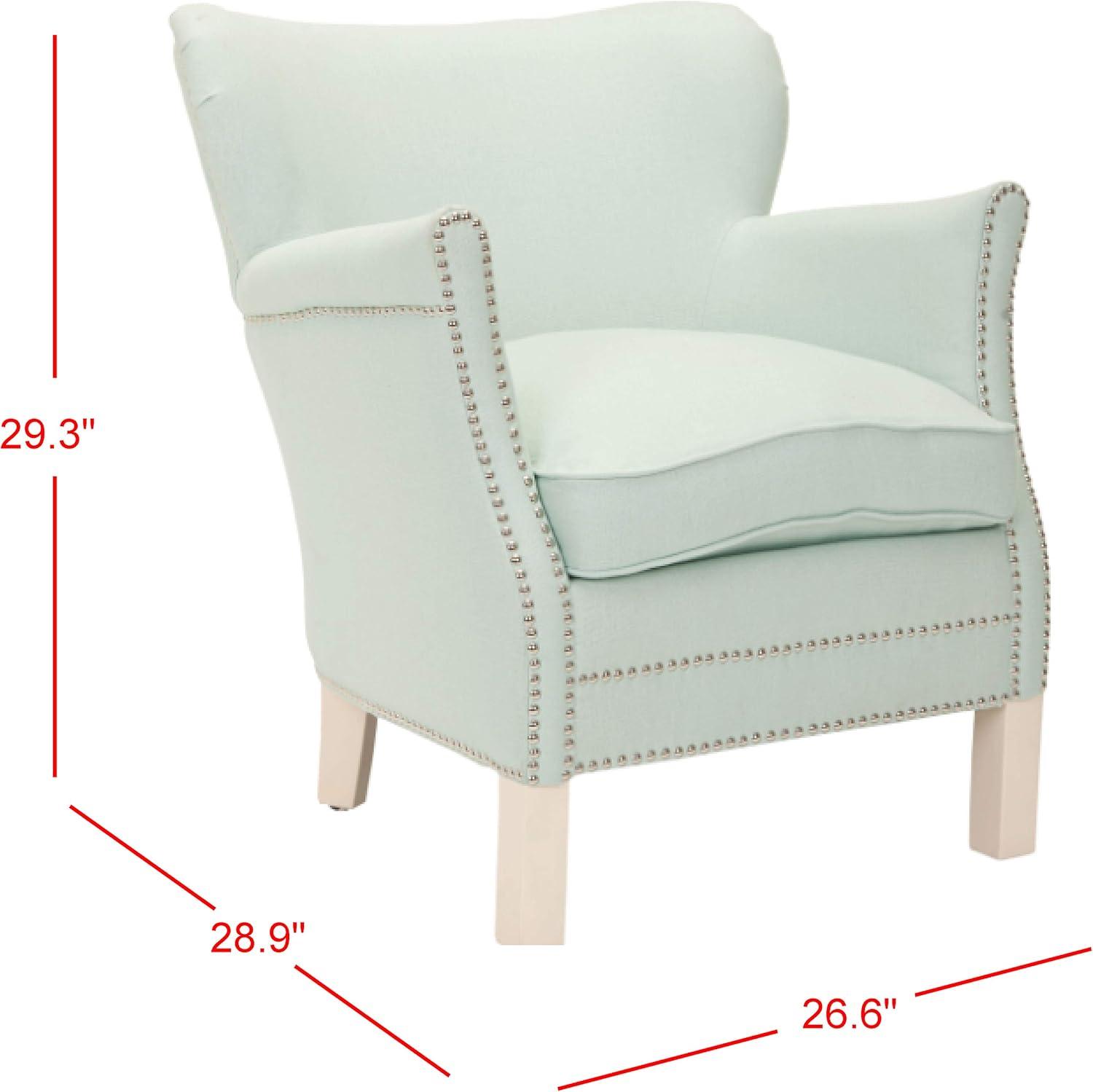 Robins Egg Blue Transitional Arm Chair with Silver Nail Heads