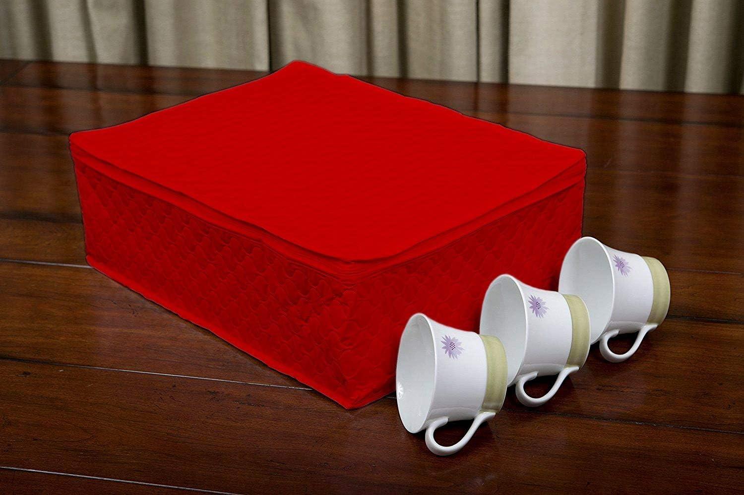 LAMINET Quilted Mug/Cup Storage Case - Holds Up to 12 Mugs/Cups - RED -6501A-RED-FBM