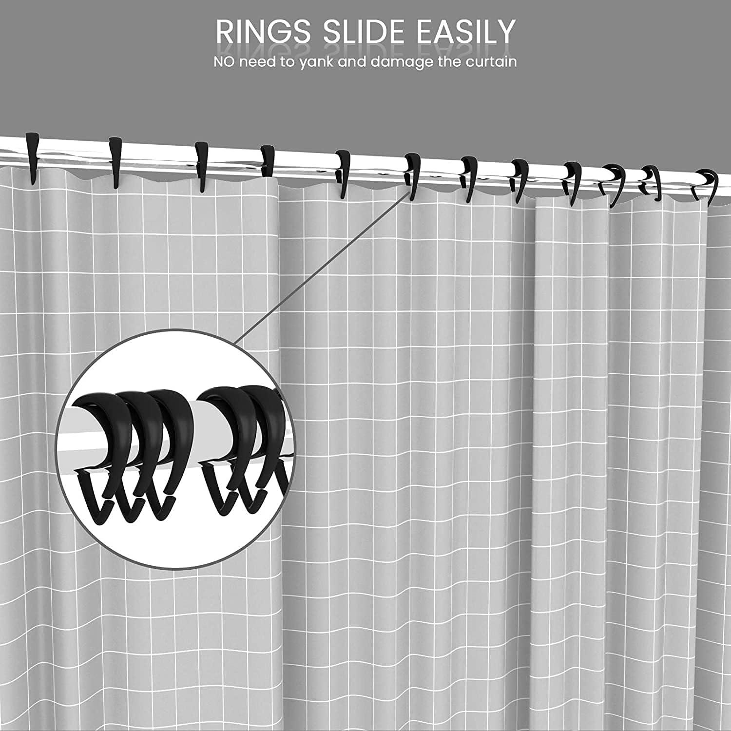 24 PCS Plastic Shower Curtain Rings, Shower Curtain Hooks for Bathroom, C Type Ring Hook for Shower Curtain, Plastic Shower Curtain Rings(Transparent)