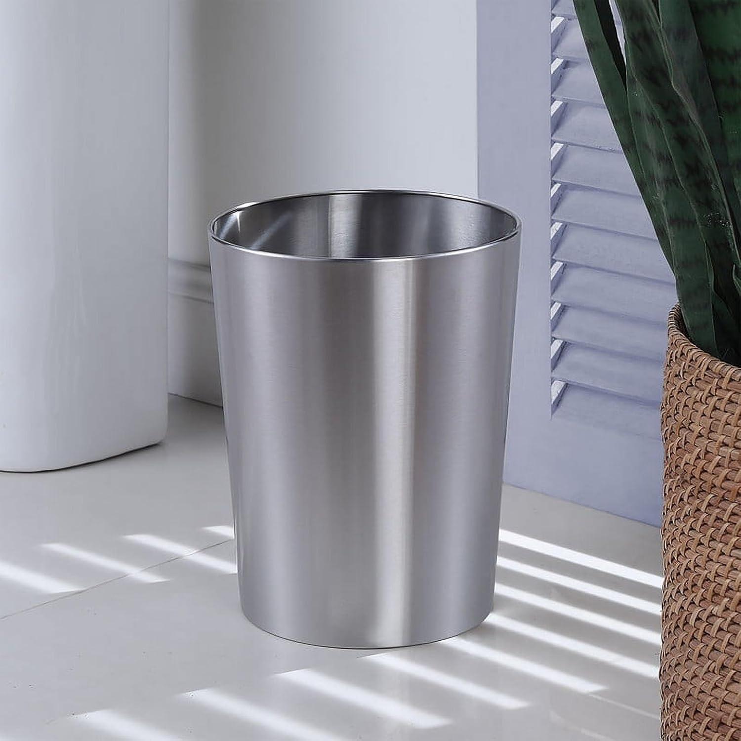 Mainstays Brushed Nickel Metal Bathroom Wastebasket, 2.2 gal