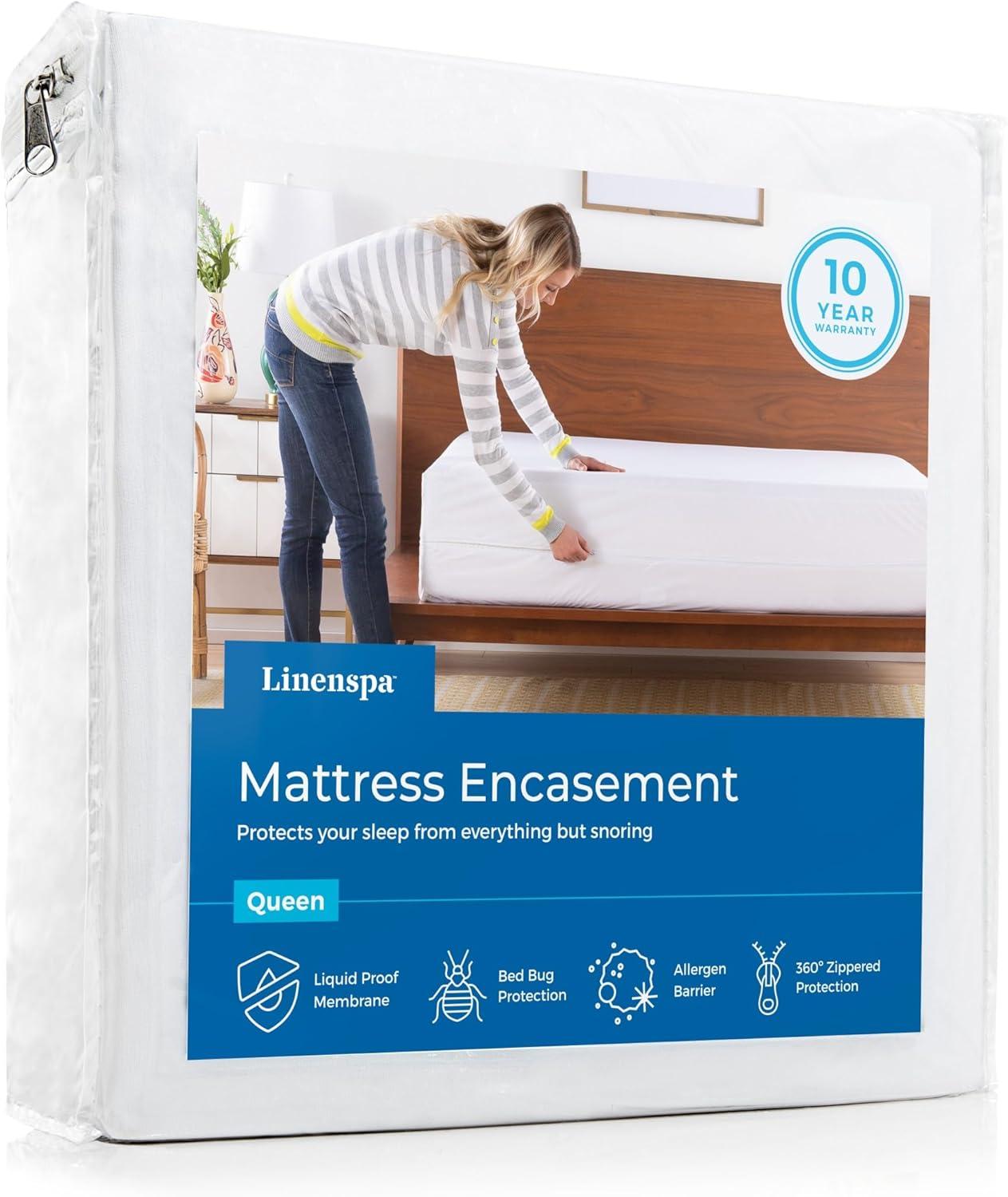 Linenspa Waterproof Zippered Encasement Mattress Protector, Full