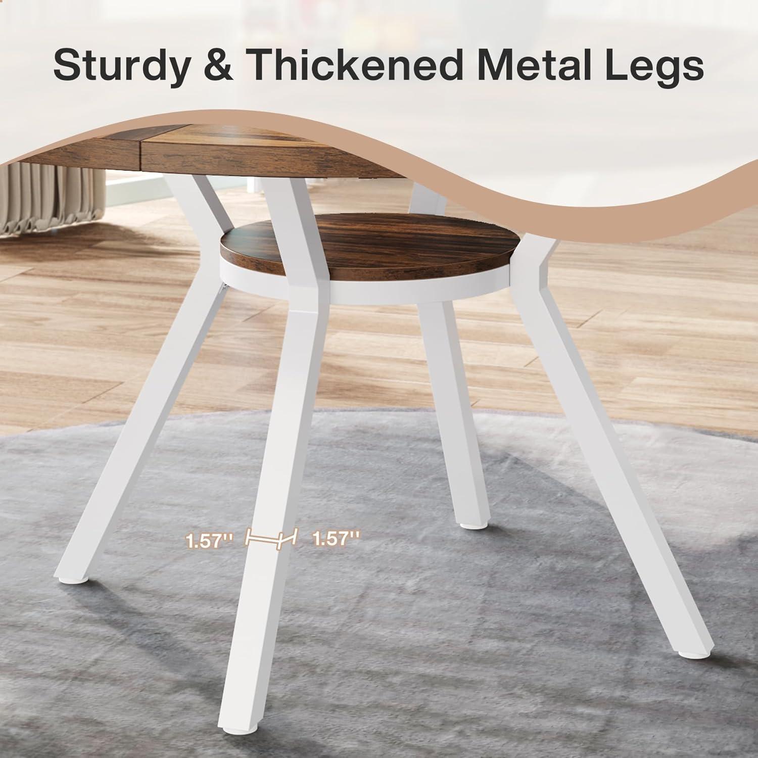 Tribesigns 47 Inch Round Dining Table, Modern Kitchen Table for 4, Small Dinner Table for Dining Room, Living Room, White (Only Table)