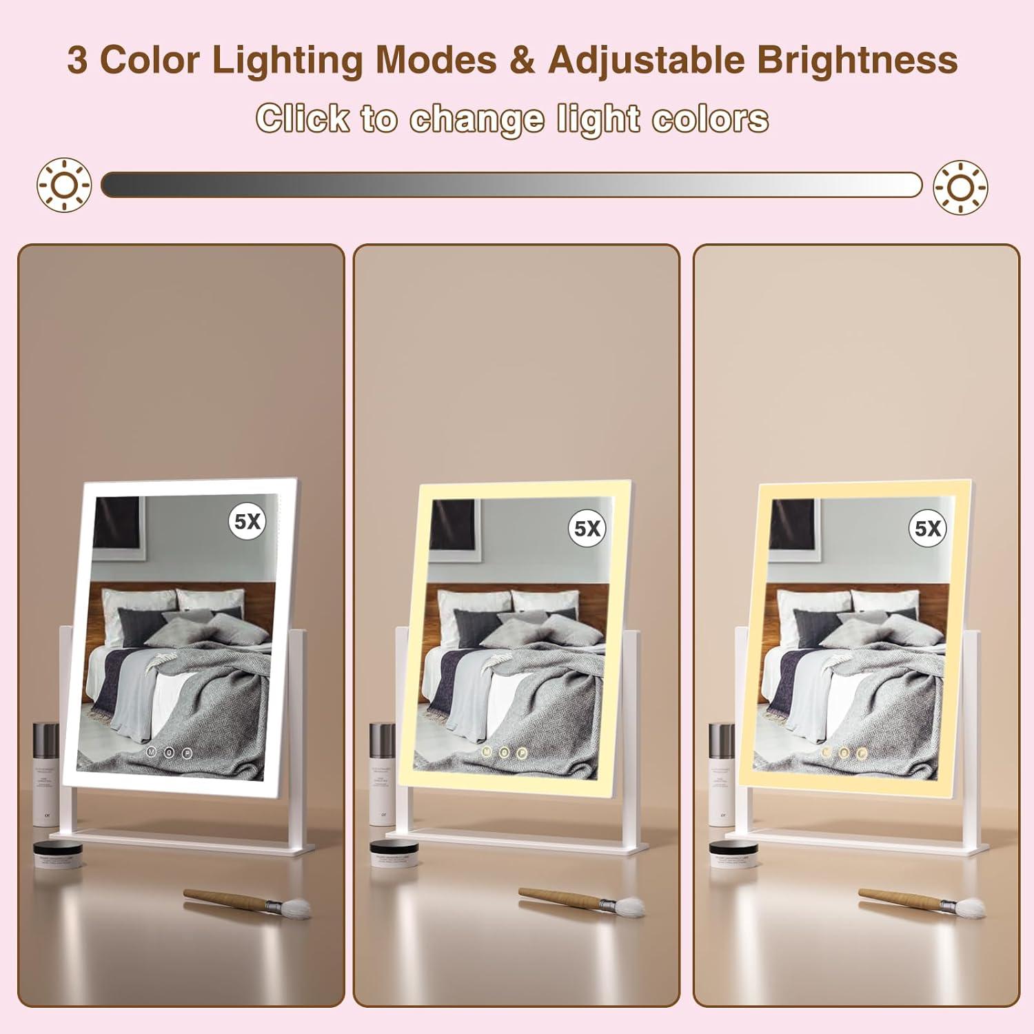 Hollywood Vanity Mirror with 5X Magnification and LED Lighting