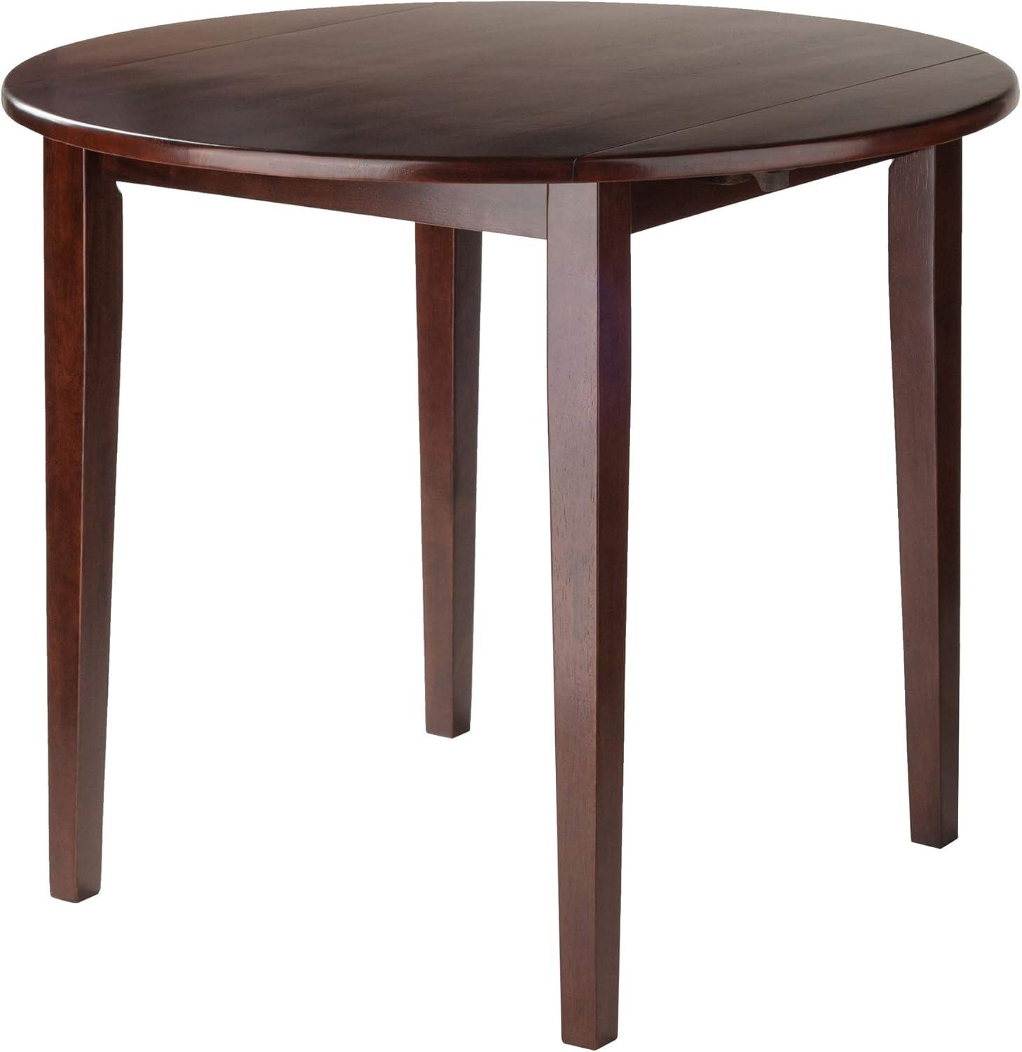 Transitional 36" Extendable Round Dining Table in Walnut