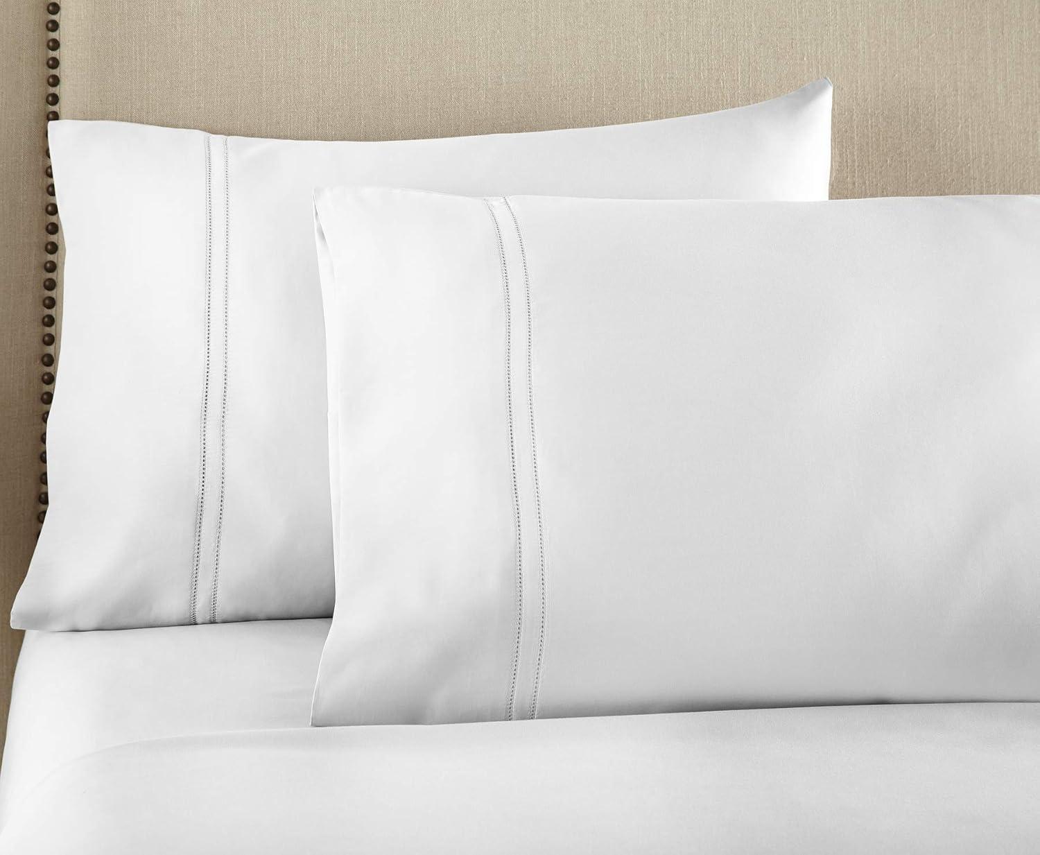 White Egyptian Cotton Standard Pillowcase Set with Envelope Closure