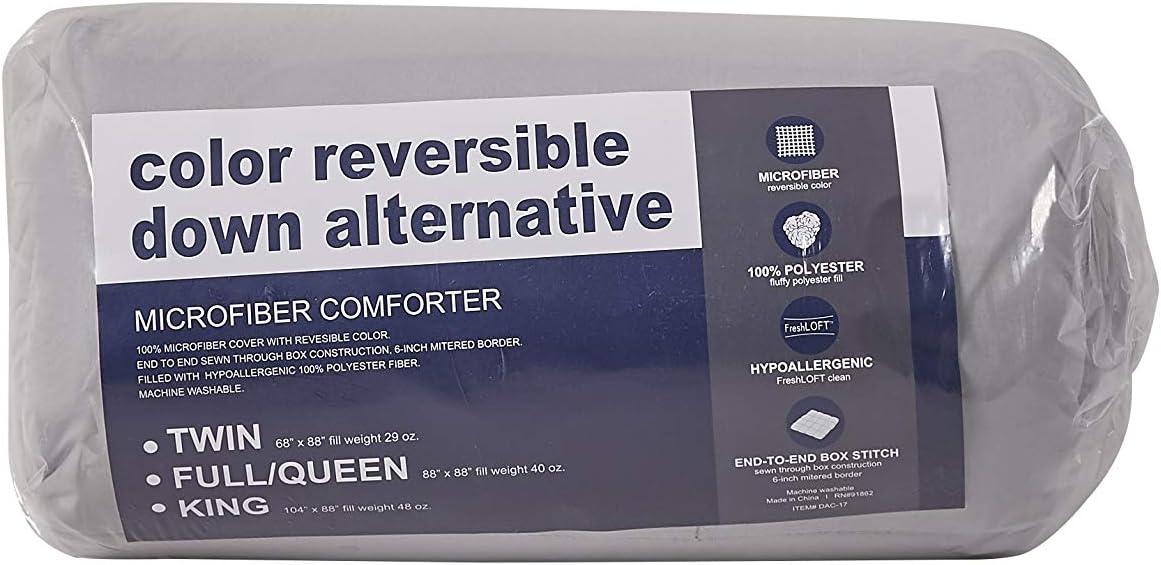 Twin White & Platinum Microfiber Reversible Down Alternative Comforter