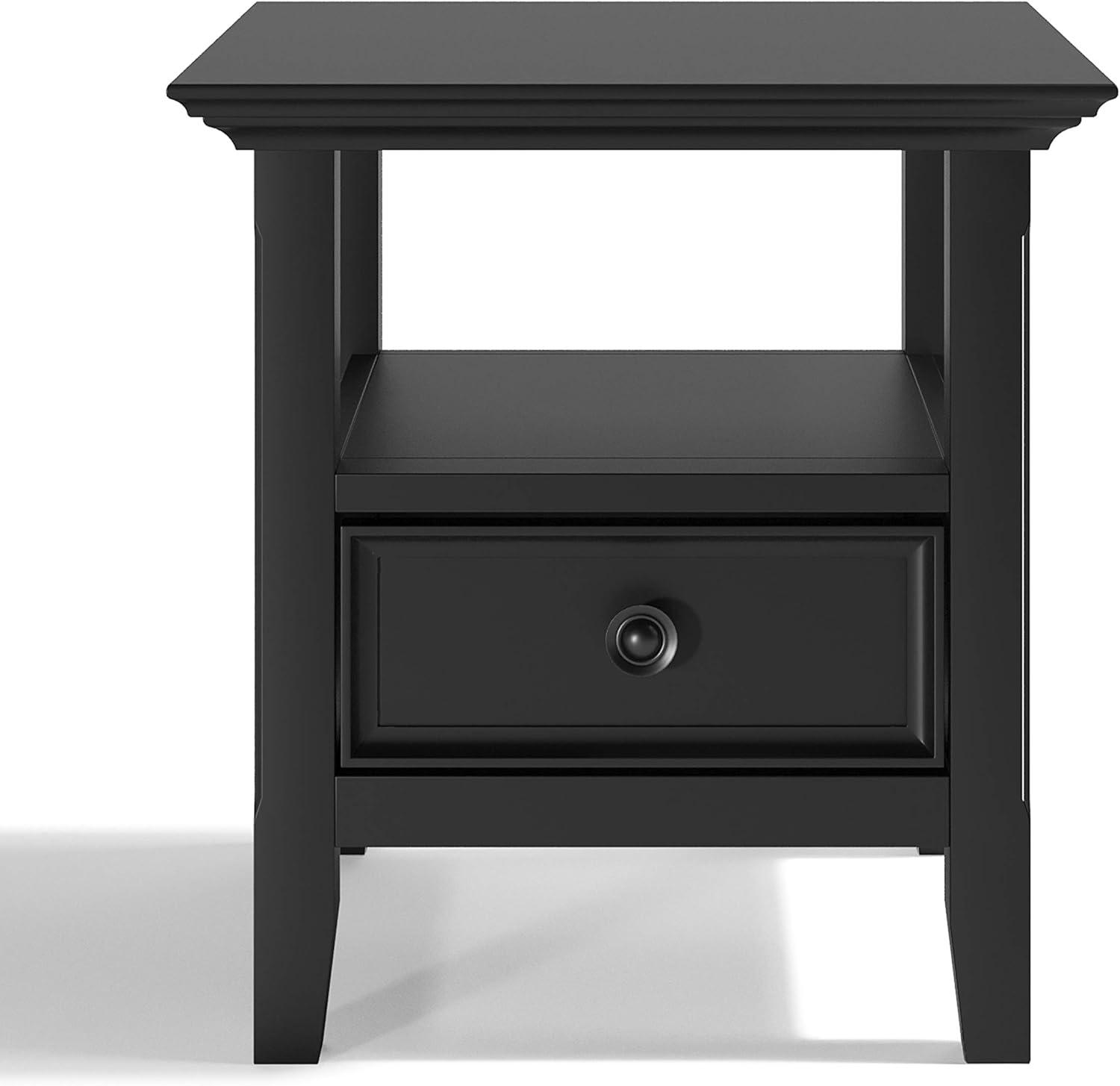 Amherst SOLID WOOD 19 inch Wide Square Transitional End Table in Black